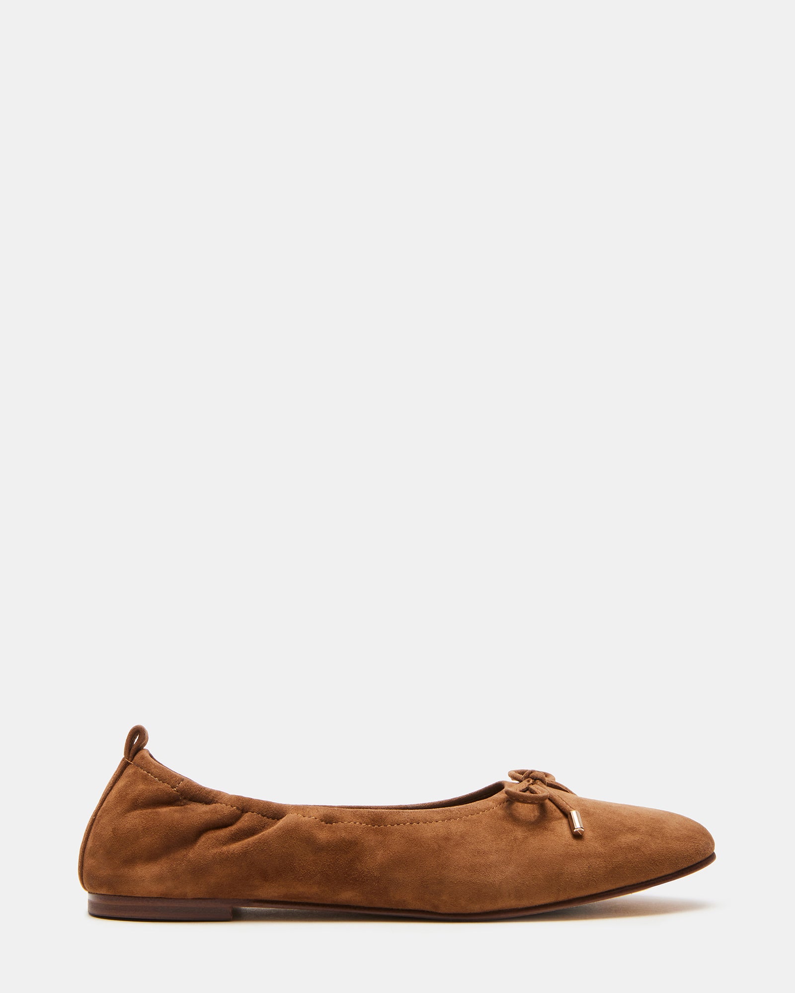 Chestnut suede ballet flats styled with cropped jeans for a casual NYC look