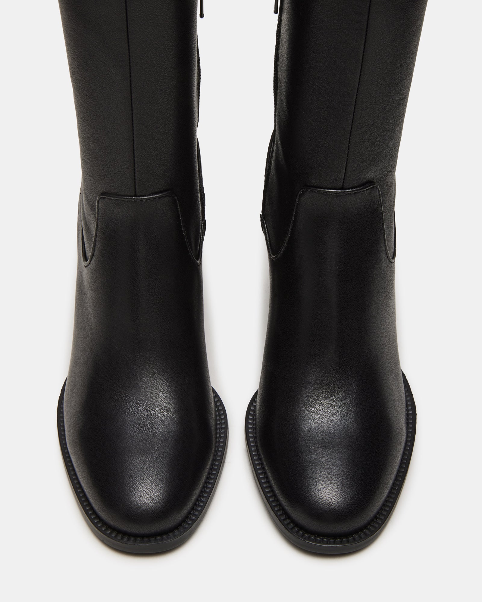 Close-up of the rounded toe on Jovana knee-high boots.