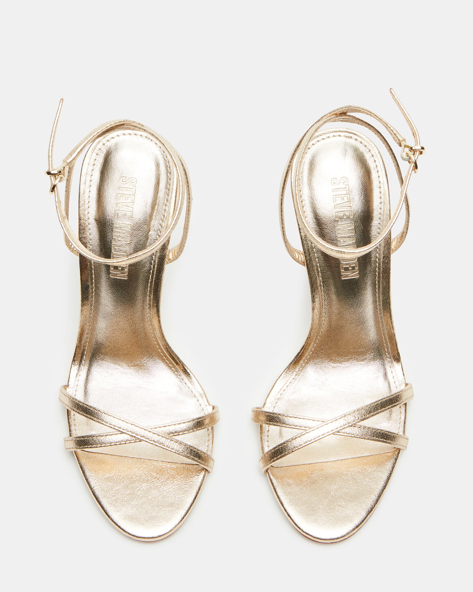 Close-up of crisscross back detailing on heels