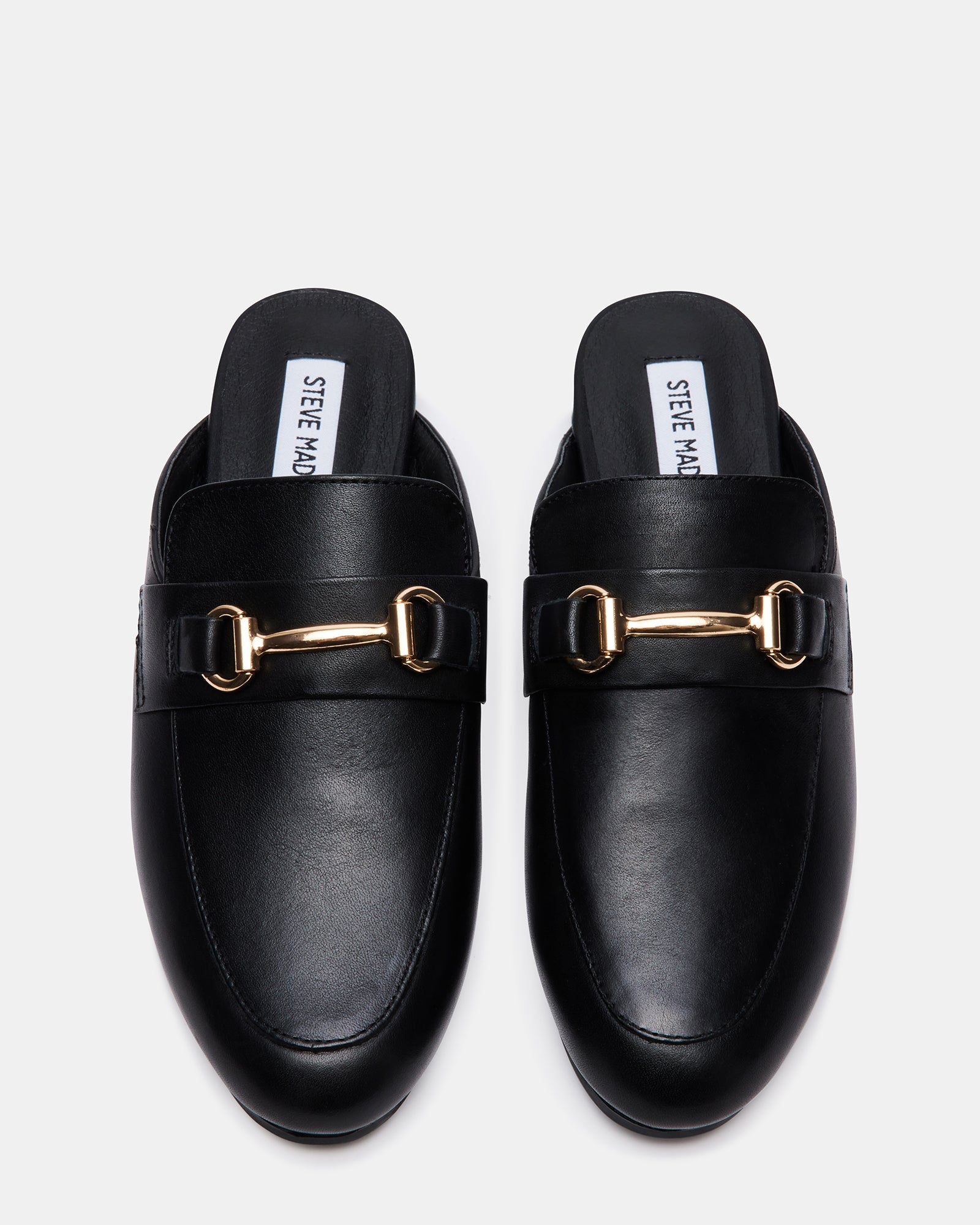 Side view of Kandi Luxe black leather loafers for women.