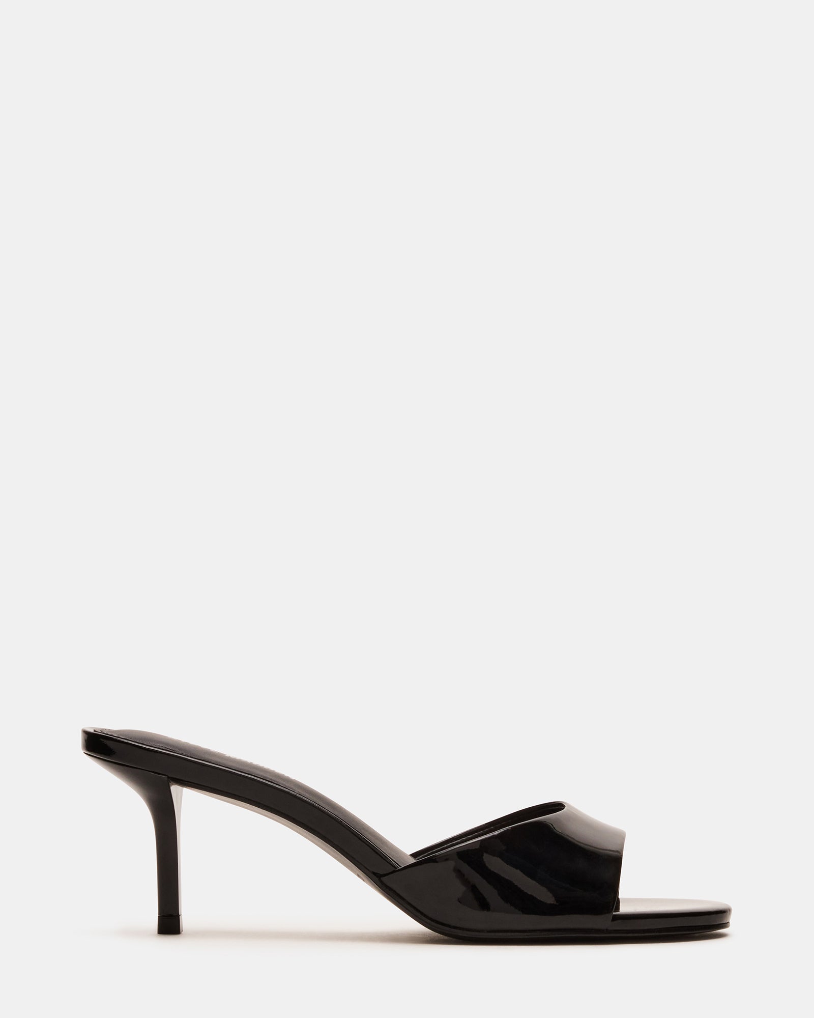 Side view of Kendrix black mule heels with 3-inch heel for daily wear