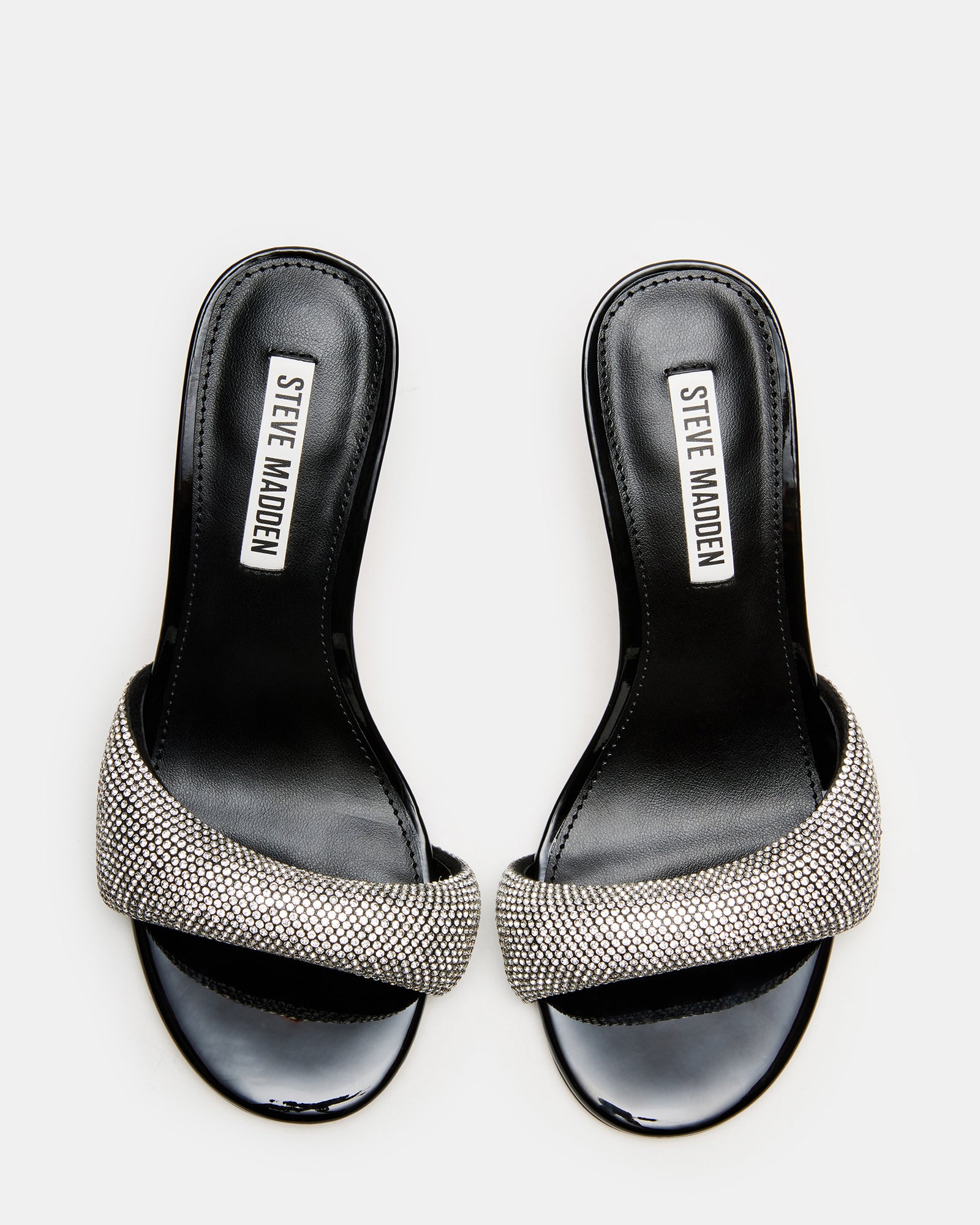 Close-up of the bubble strap and 3.25-inch kitten heel on these luxury mules
