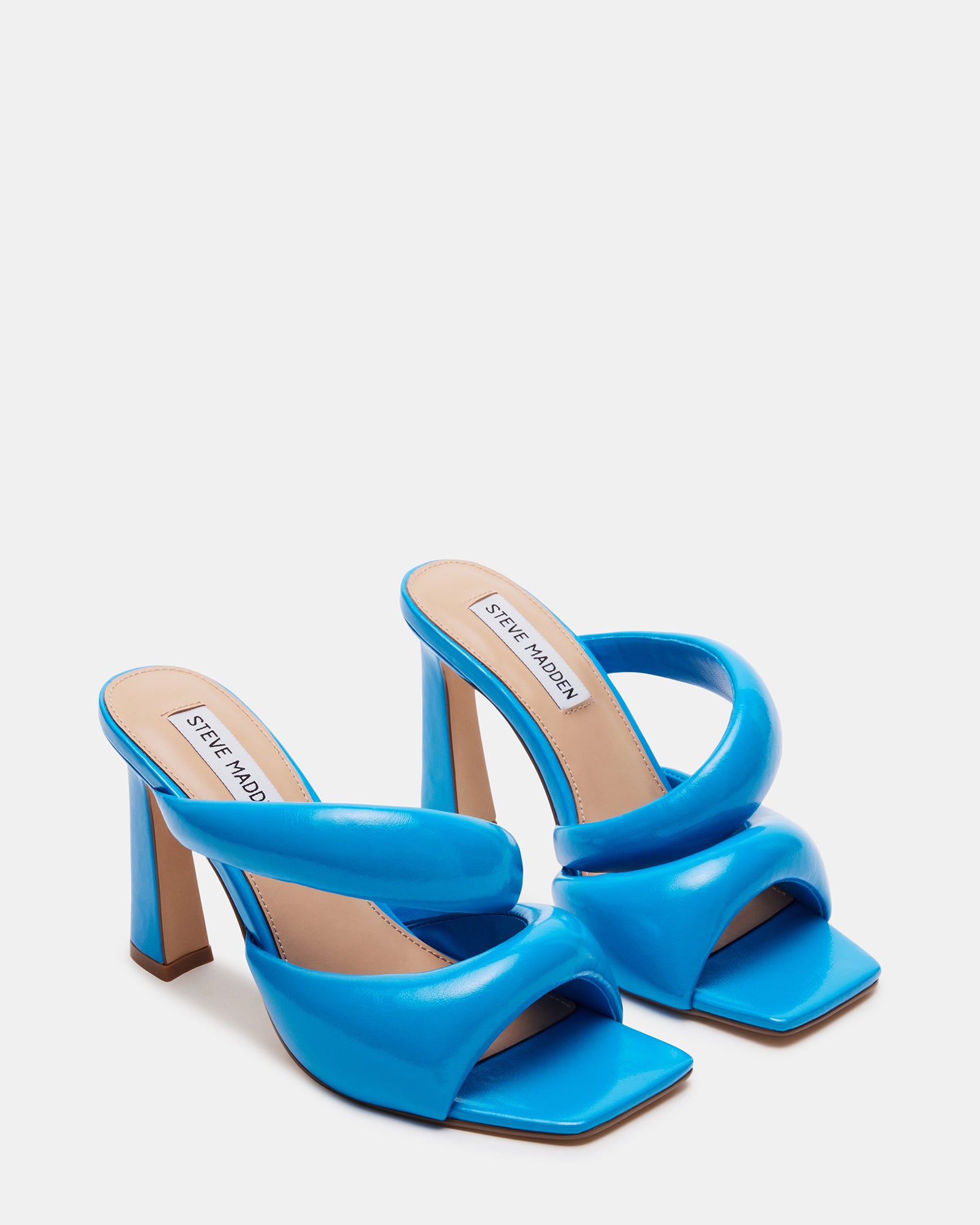 Side profile showing the 3.75-inch heel of these vegan leather heels