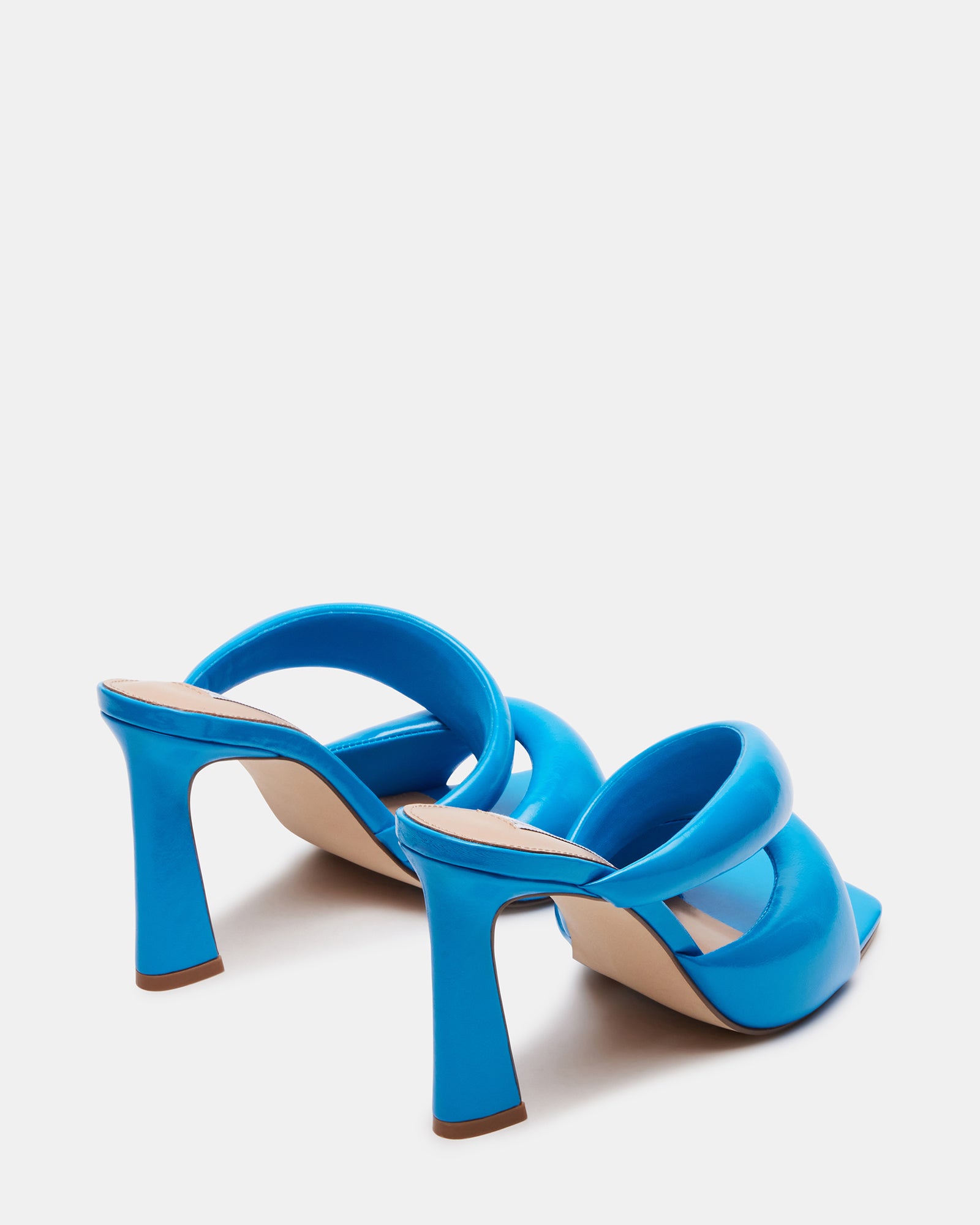 Side profile showing the 3.75-inch heel of these vegan leather heels