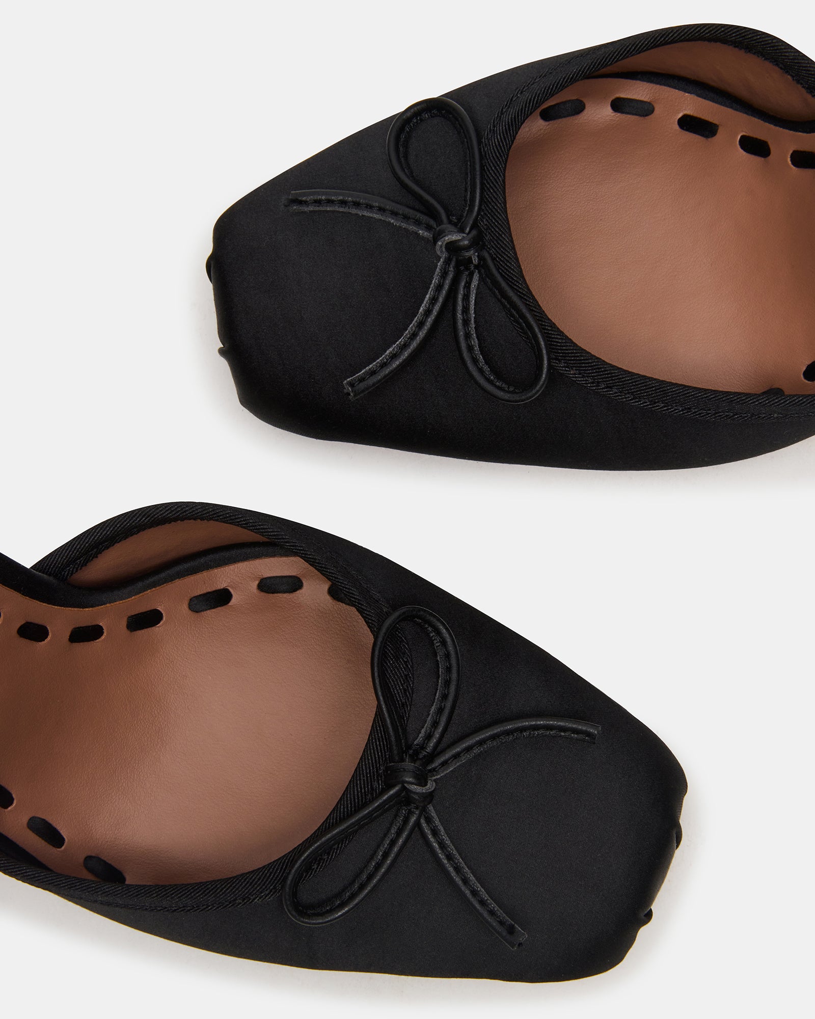 Elegant black satin lace-up pumps showcasing square toe design.