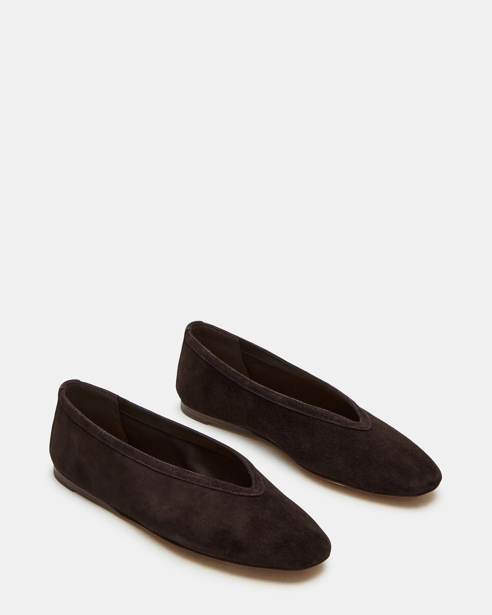 Close-up of the textured suede upper on LENI ballet flats