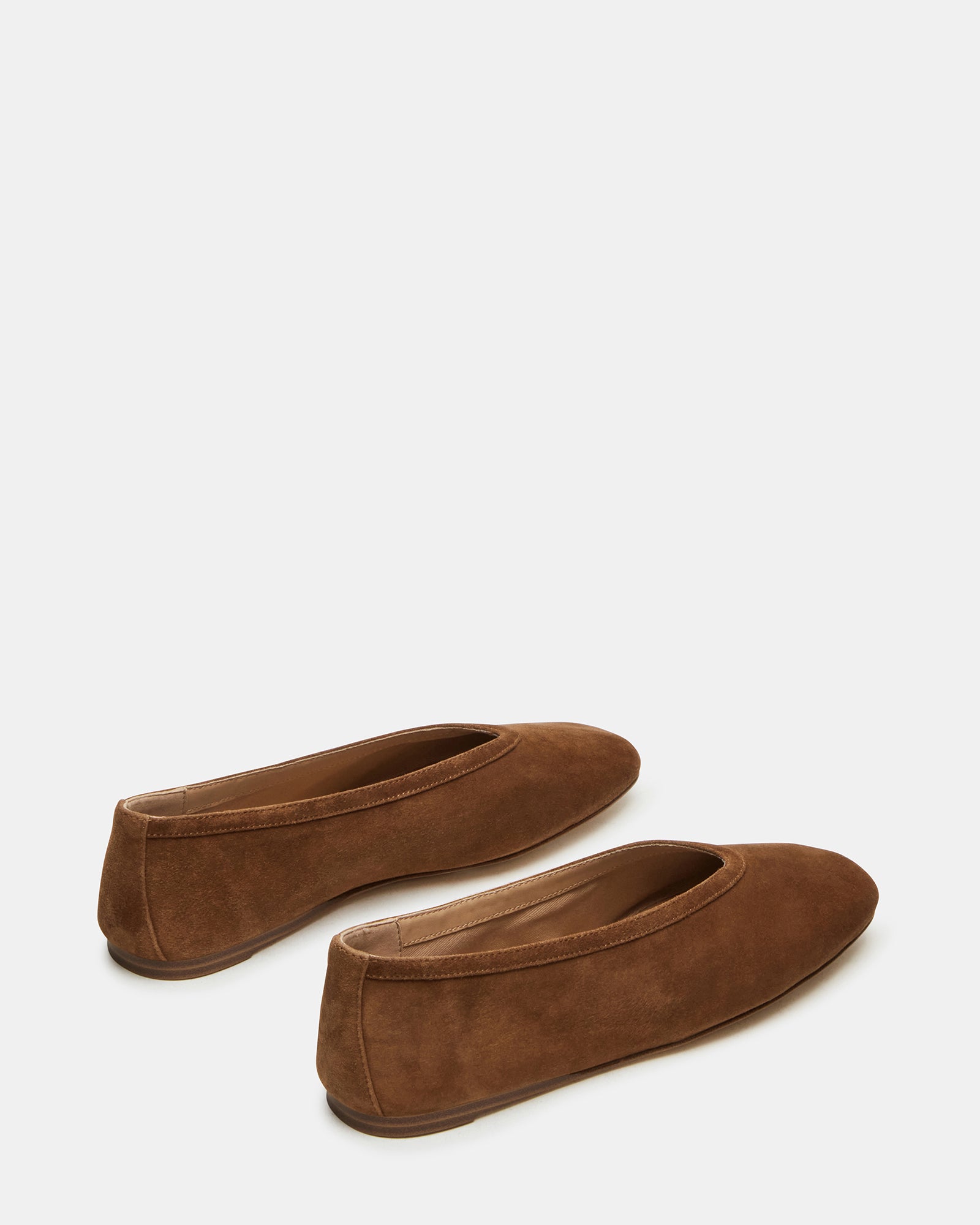 Elegant Leni brown suede ballet flats displayed from the side