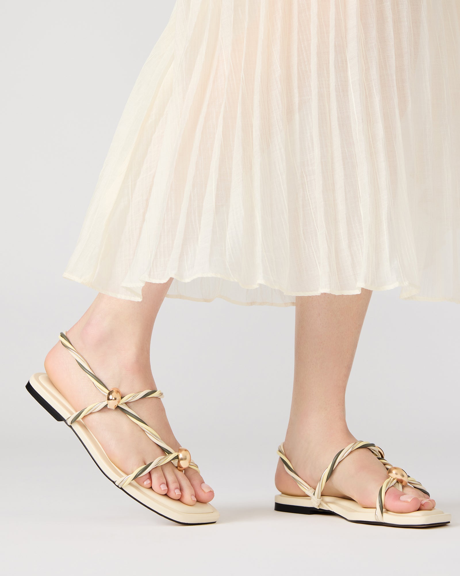 Top view of stylish vegan leather sandals with supportive straps for women