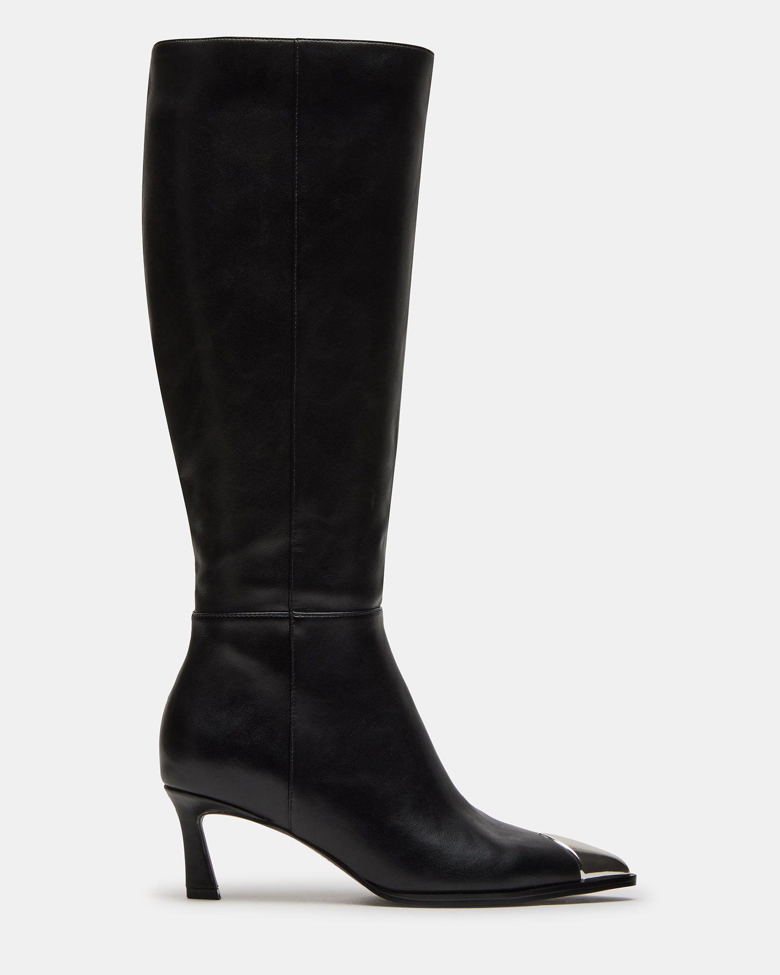 Side view of Luciana black pointed toe boots with sleek design