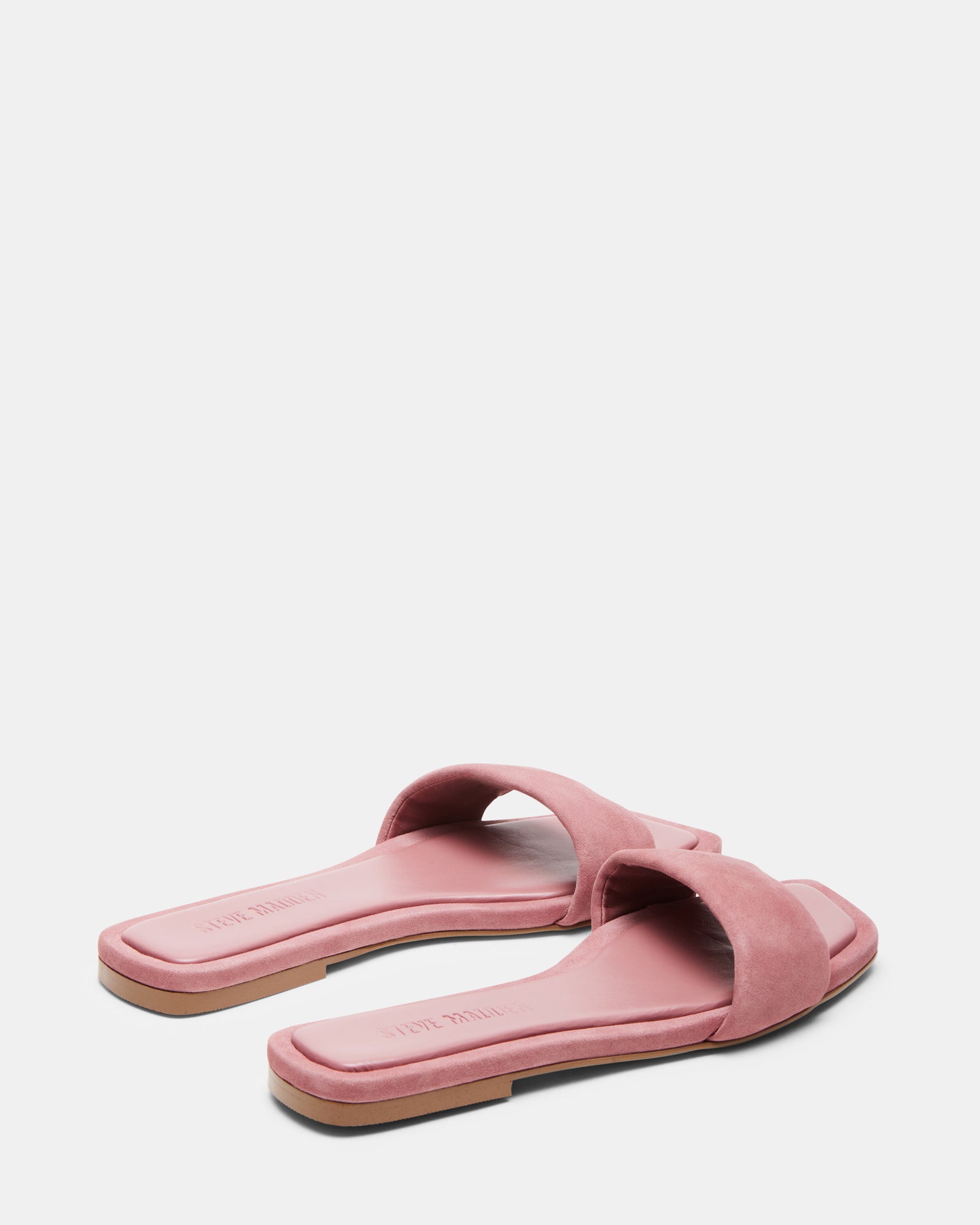 Close-up of the textured suede material and square toe shape