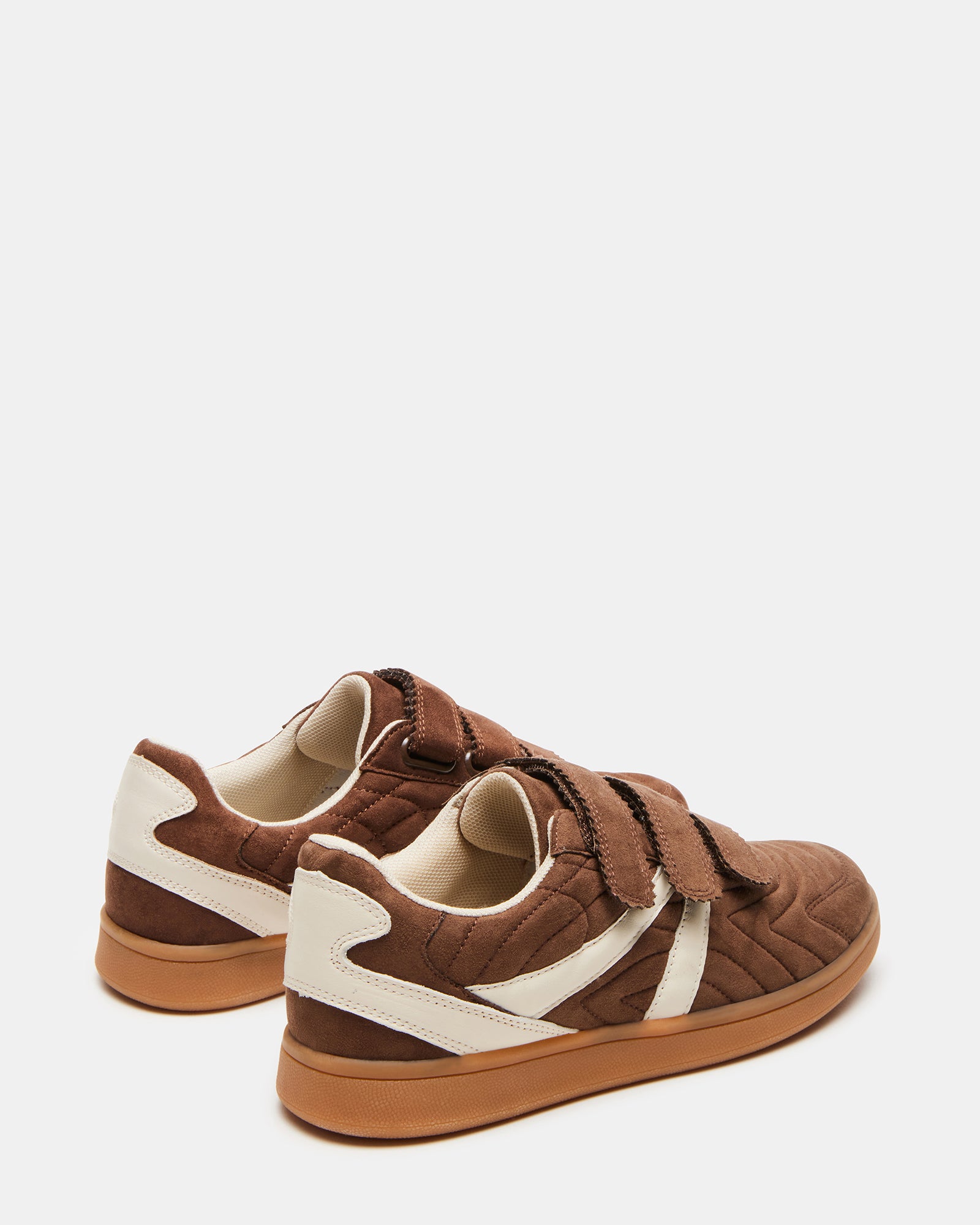 Close-up of velcro straps on womens MACER sneakers, showcasing quick fastening
