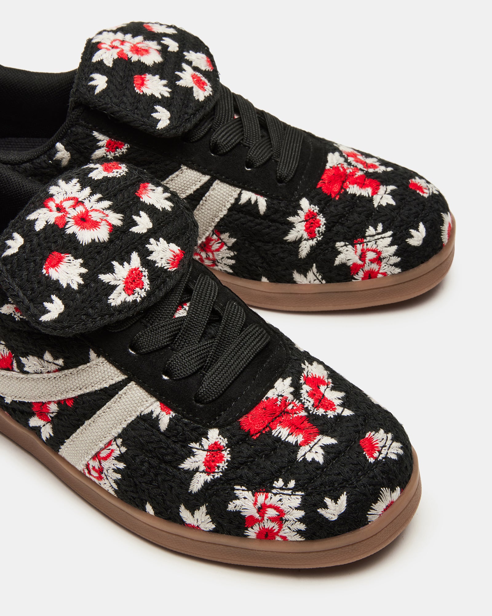 Side view of Madrid Floral Multi low-top sneakers highlighting the floral design and textile upper