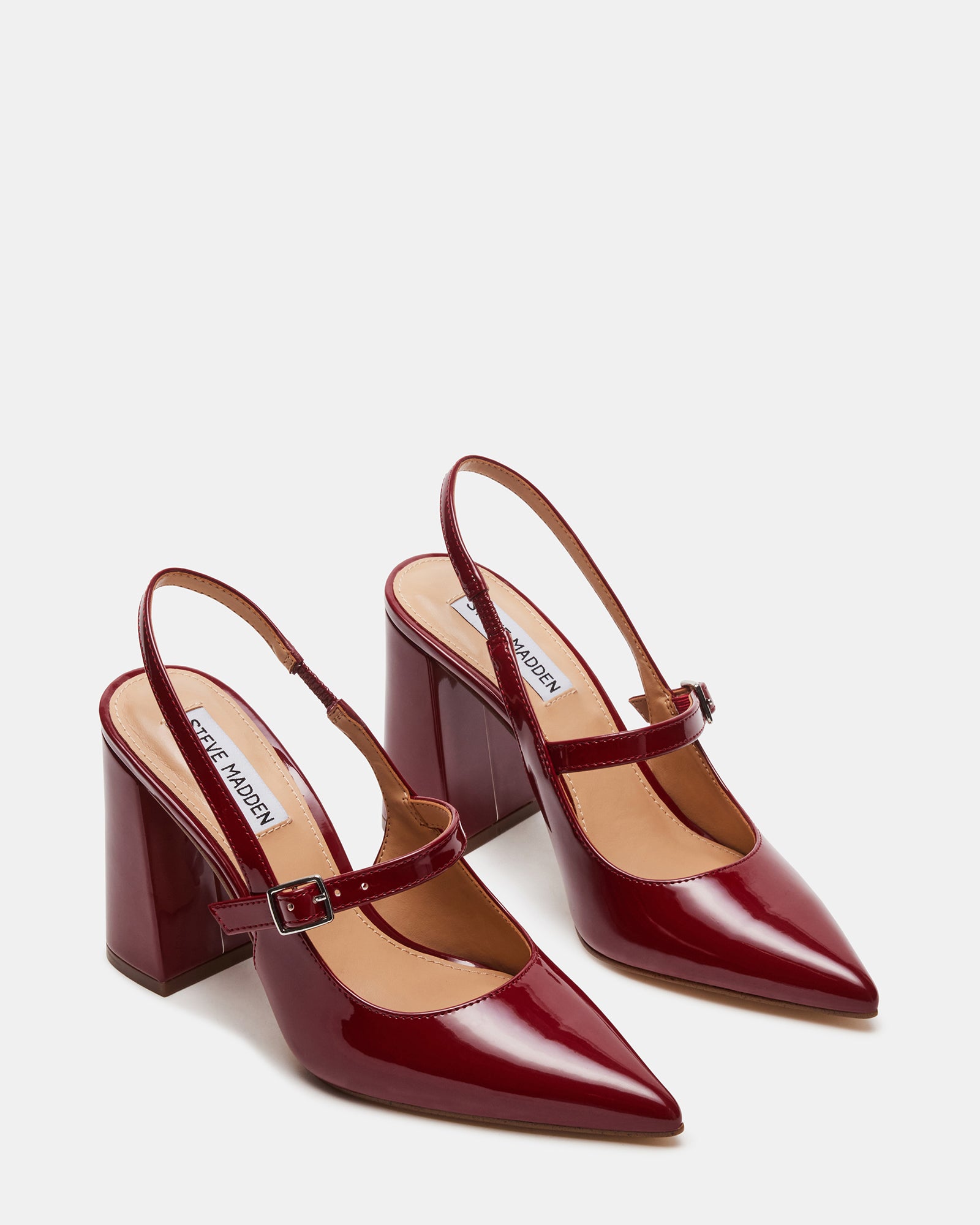 Side view showing the slingback strap and buckle detail