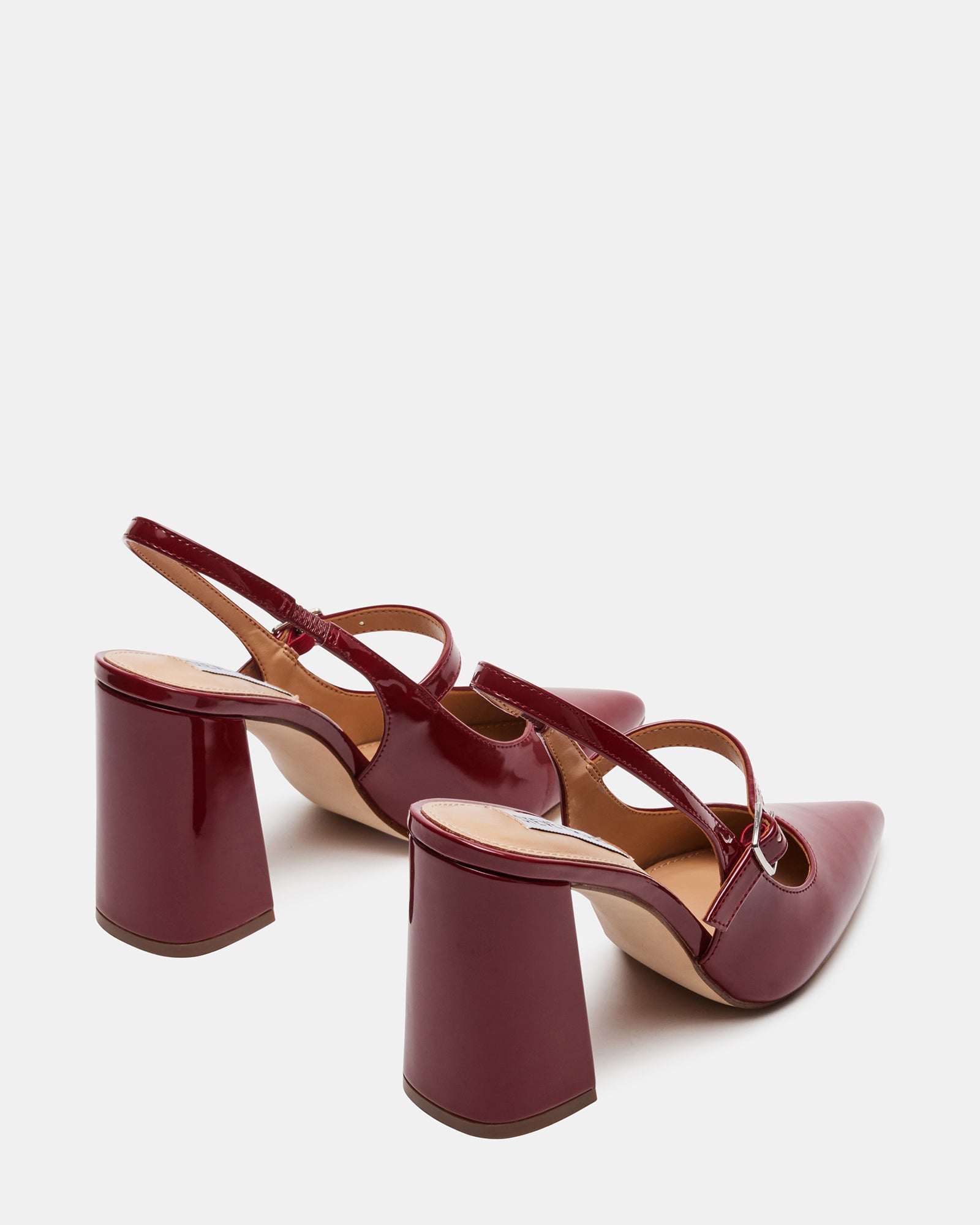 Side view showing the slingback strap and buckle detail