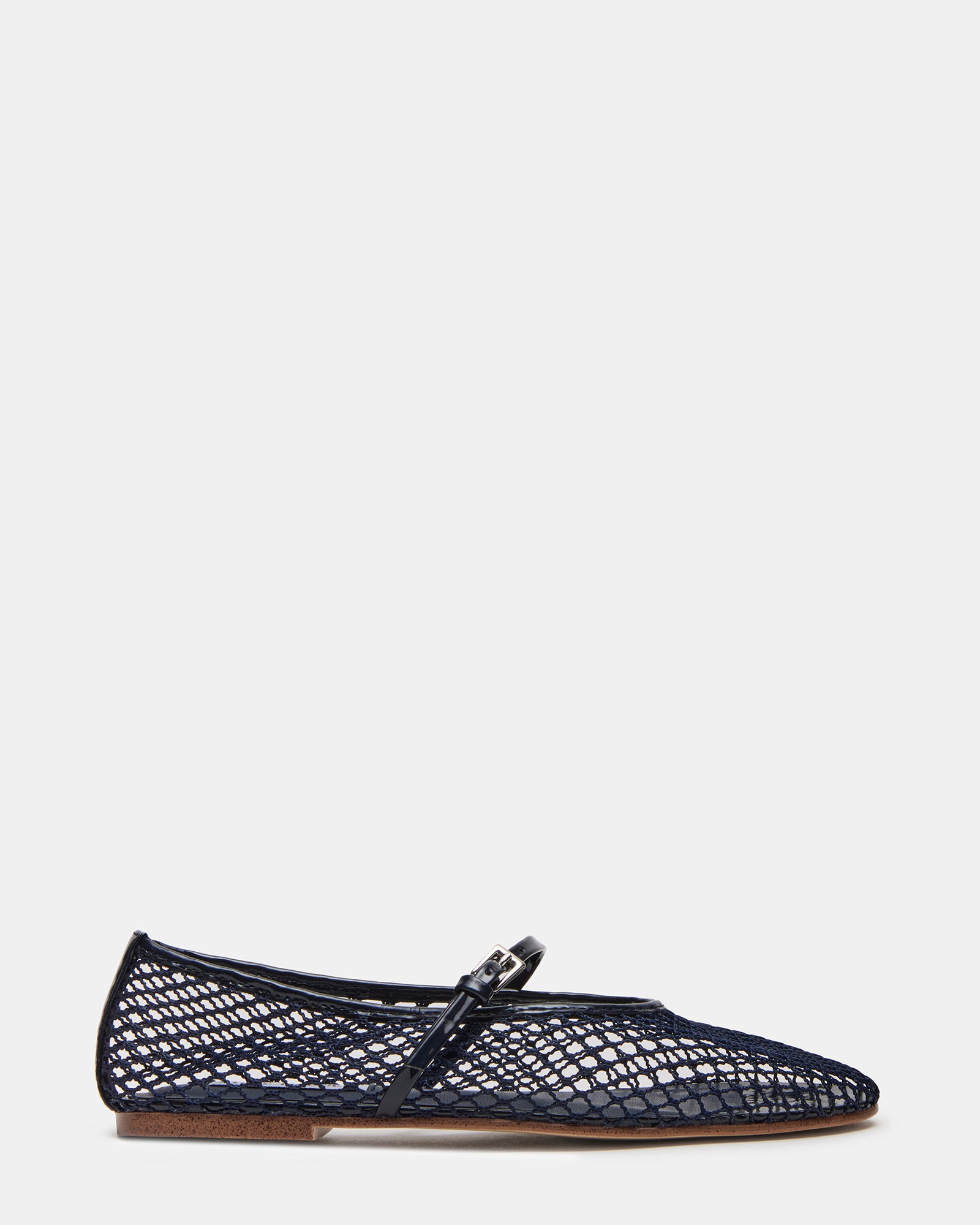 Navy mesh flats with ballet style and rounded toe for casual wear