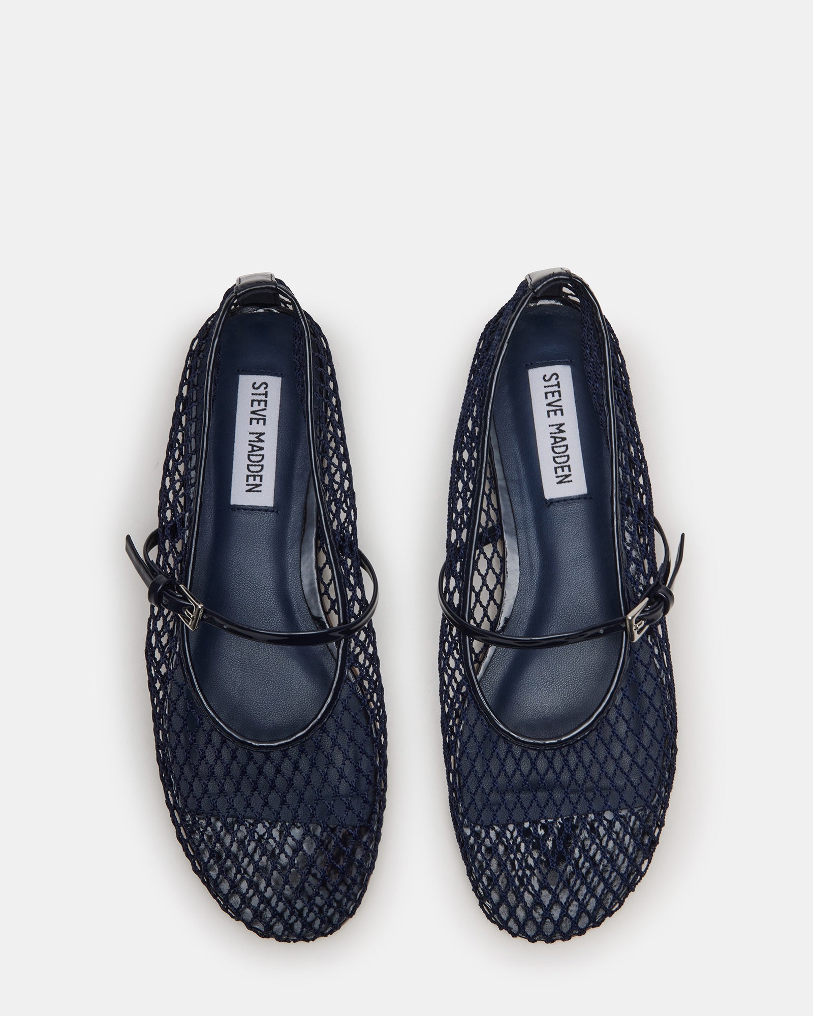 Navy mesh flats with ballet style and rounded toe for casual wear