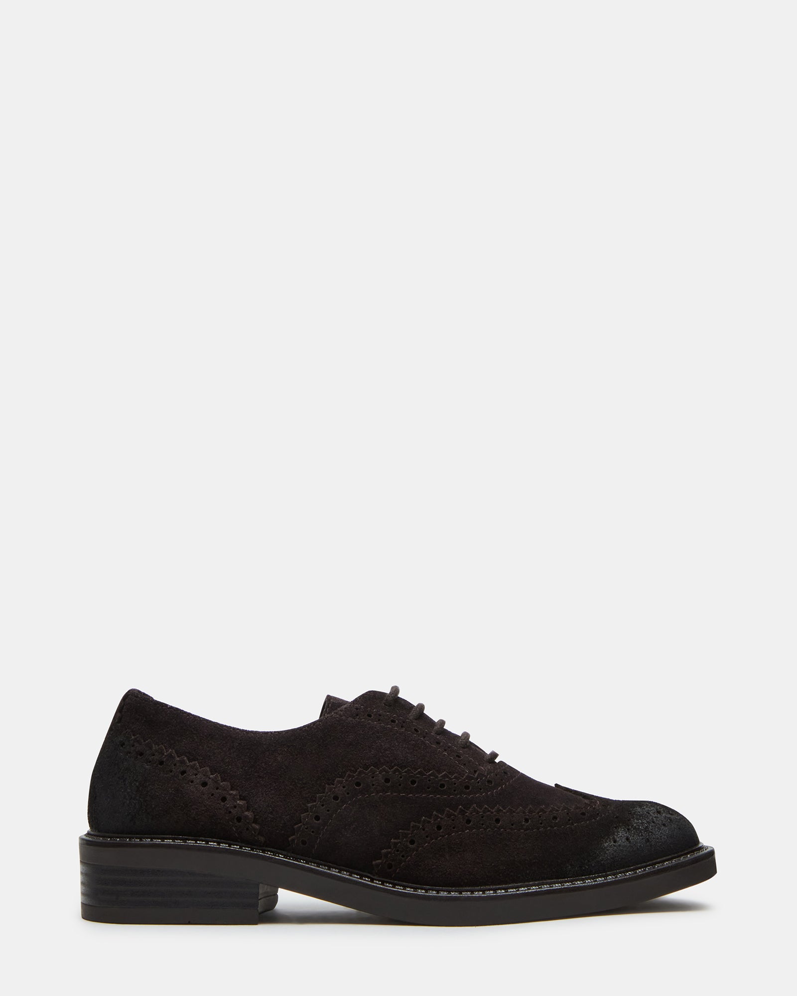 Front view of Malin penny loafers showing suede texture and burnished toe detail