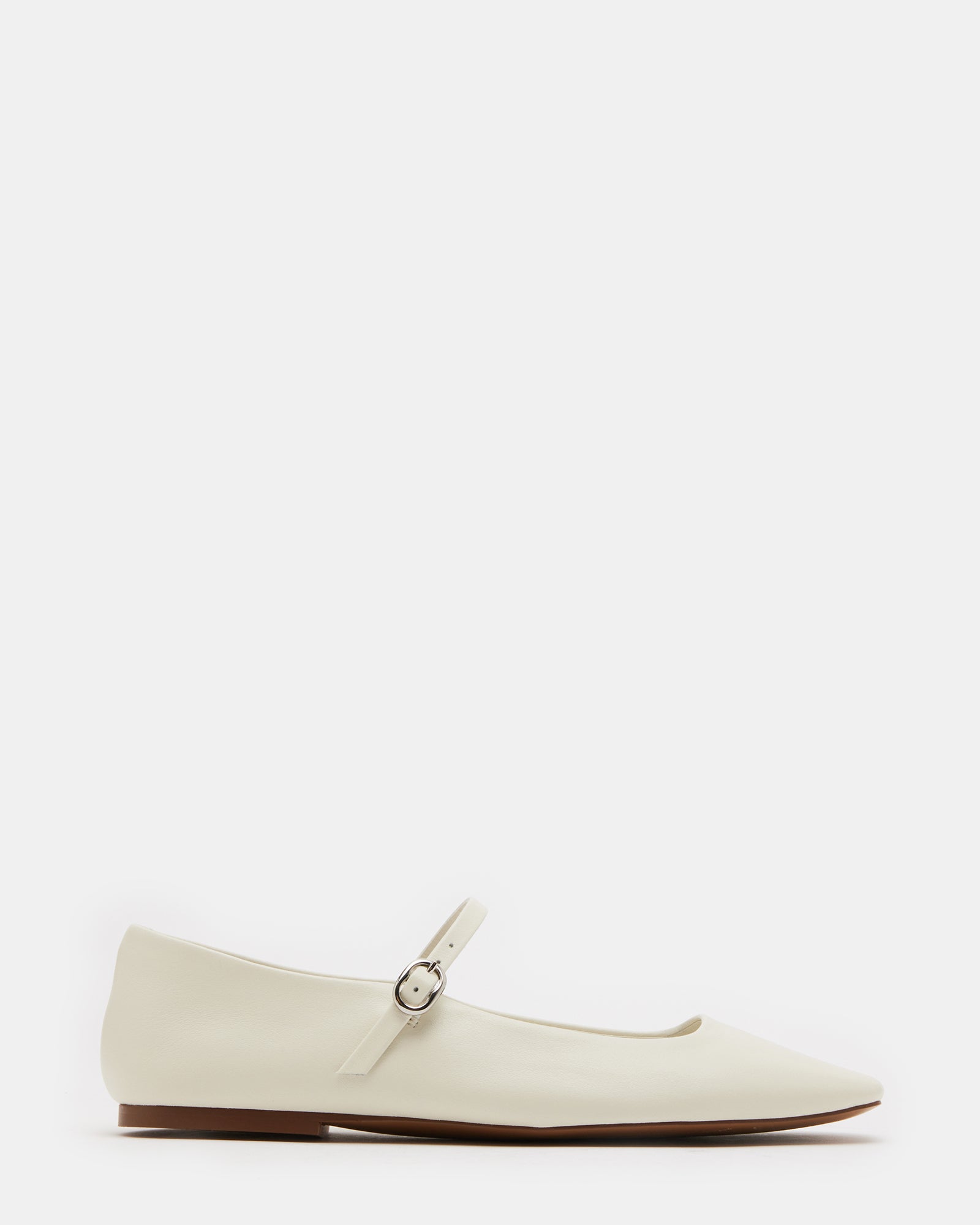 Maple Ivory ballet flats showing the Mary Jane design from the side.