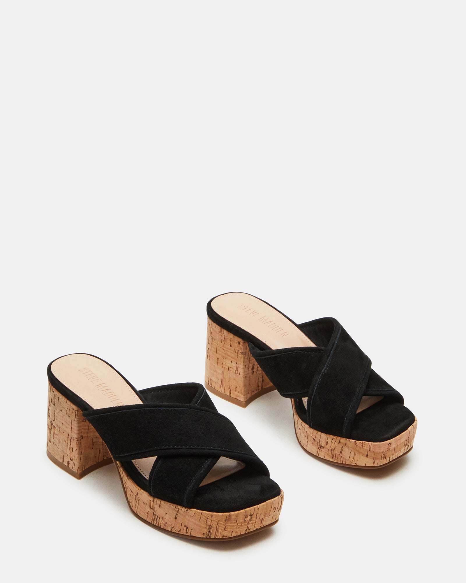 Top-down angle showing suede texture and square toe design