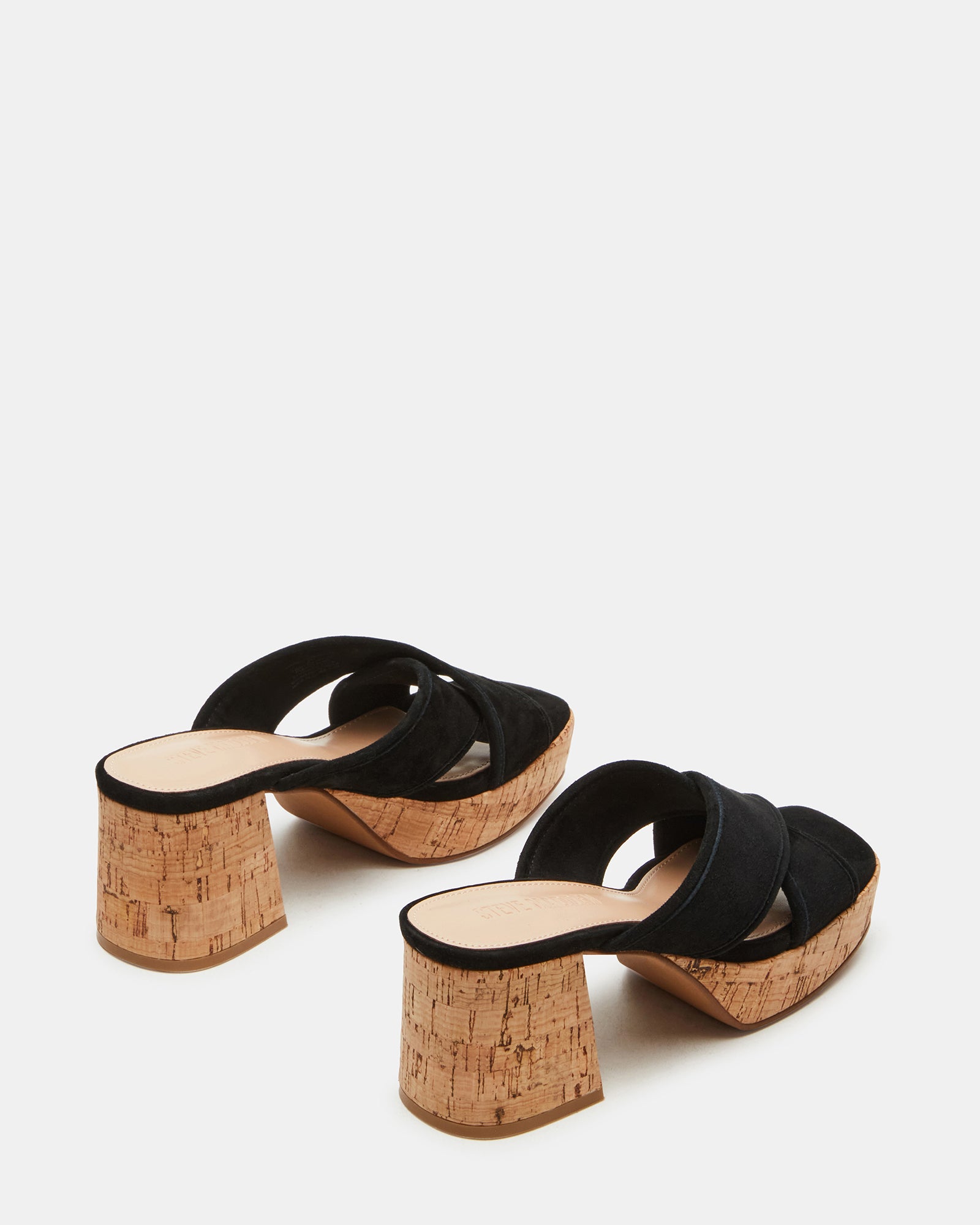 Top-down angle showing suede texture and square toe design