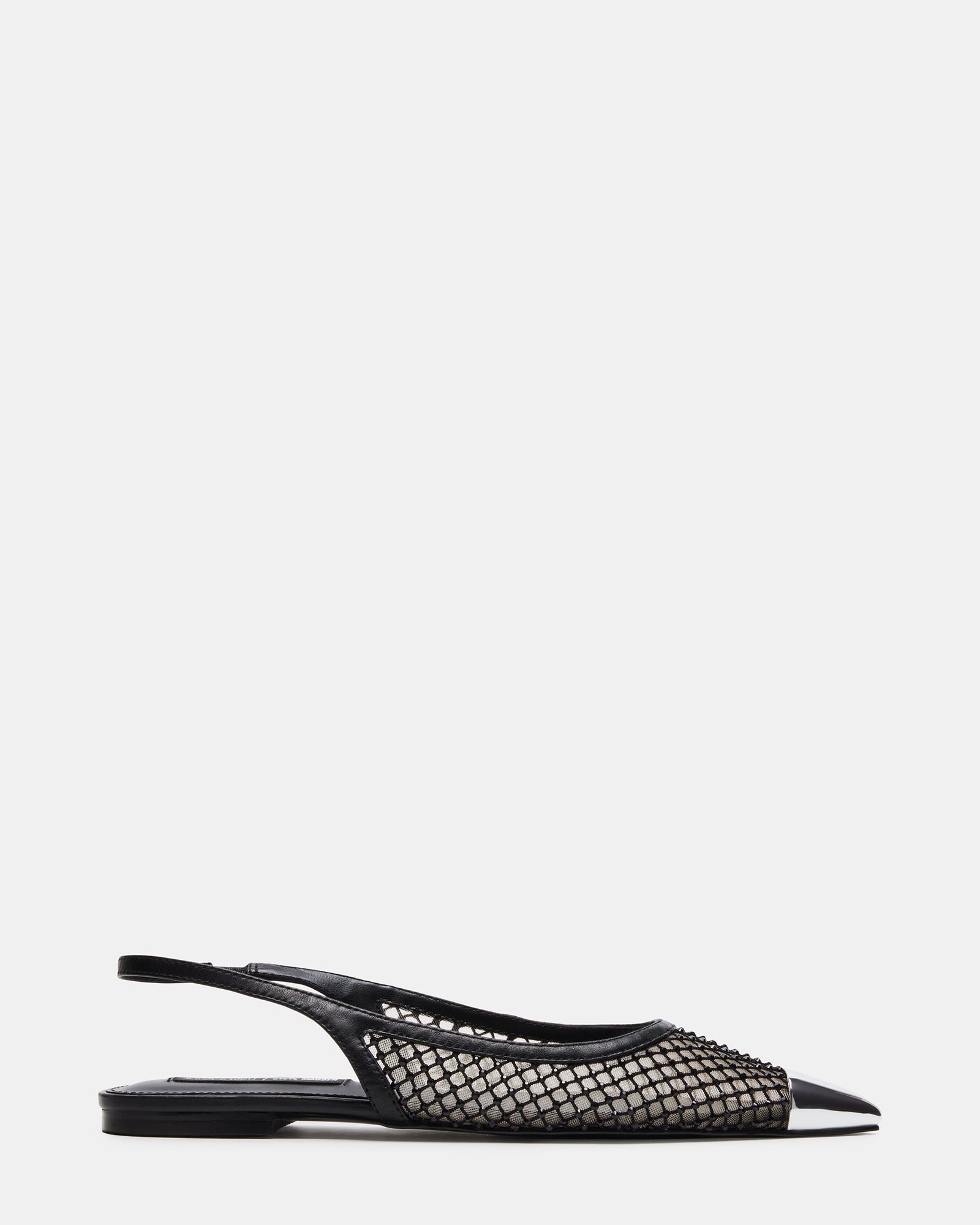 Top-down view showcasing pointed toe and slingback design on a city pavement