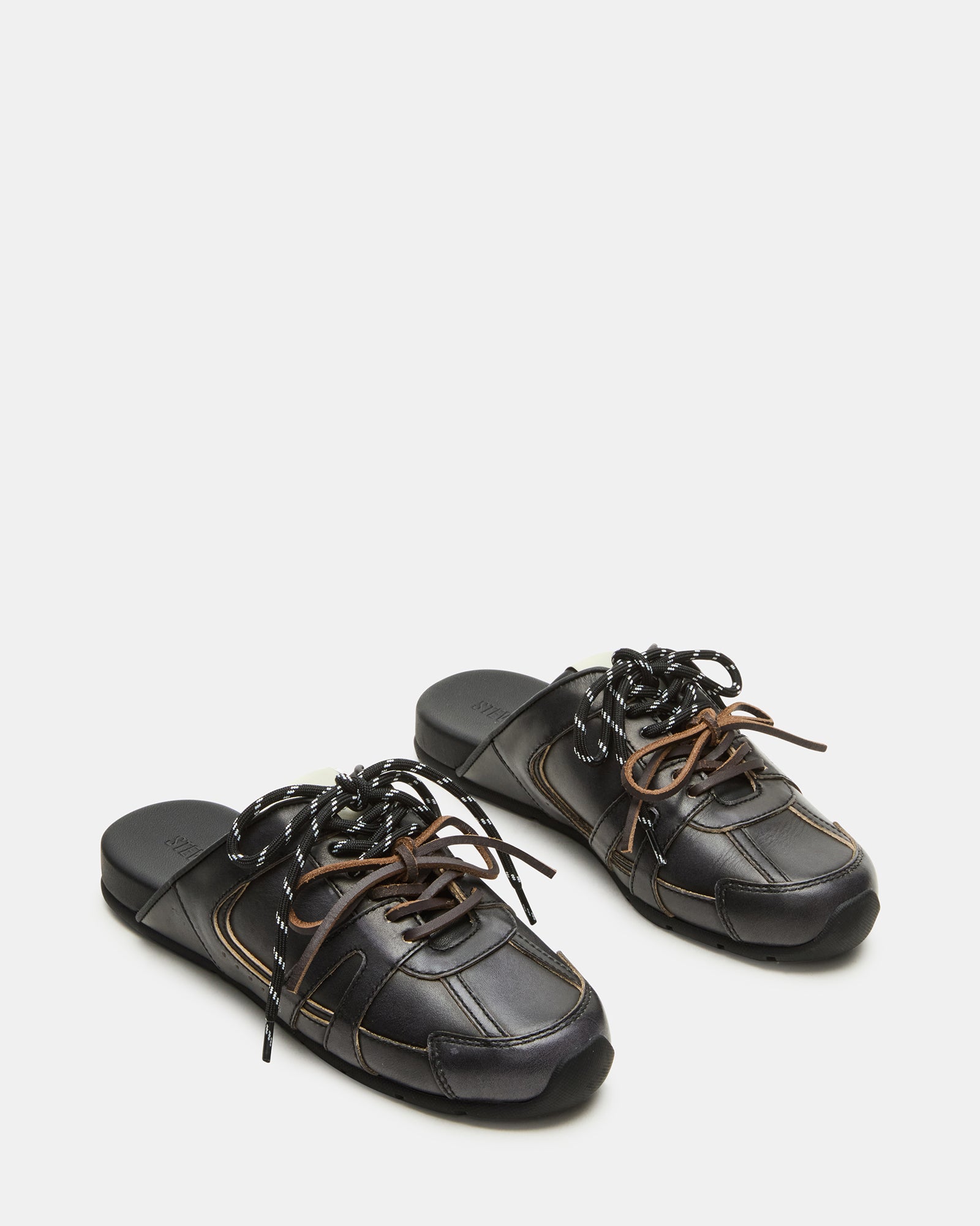 Close-up of synthetic sole showing grip texture on mens mule sneakers