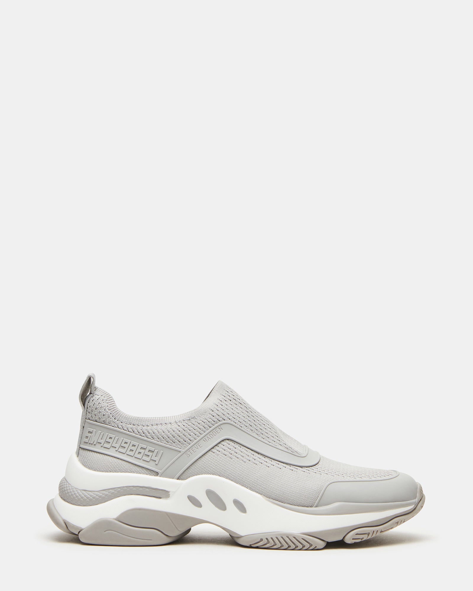 MAZUS grey slip-on sneakers side view on urban sidewalk
