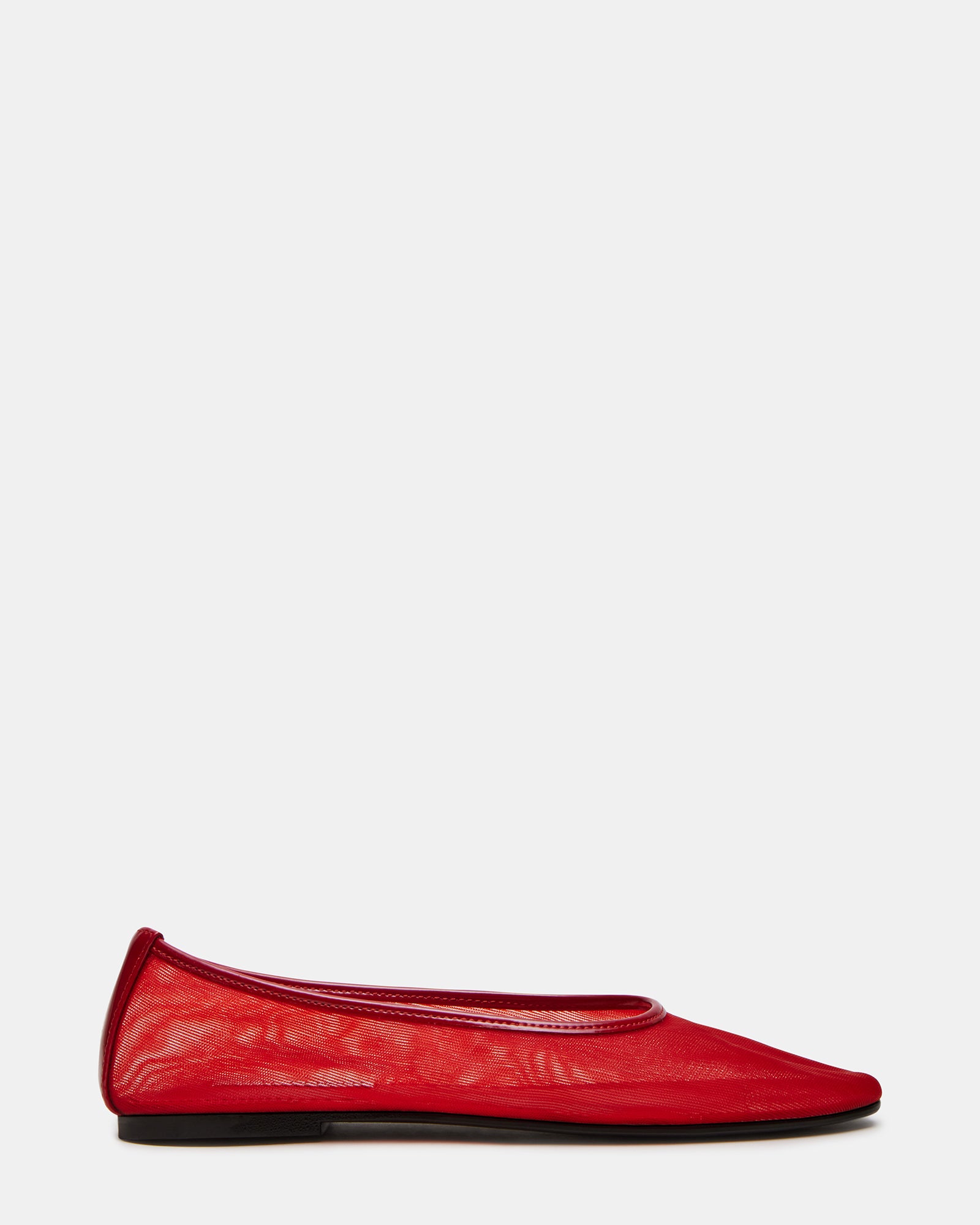 Meadow Red ballet flats from side angle, showing breathable mesh design