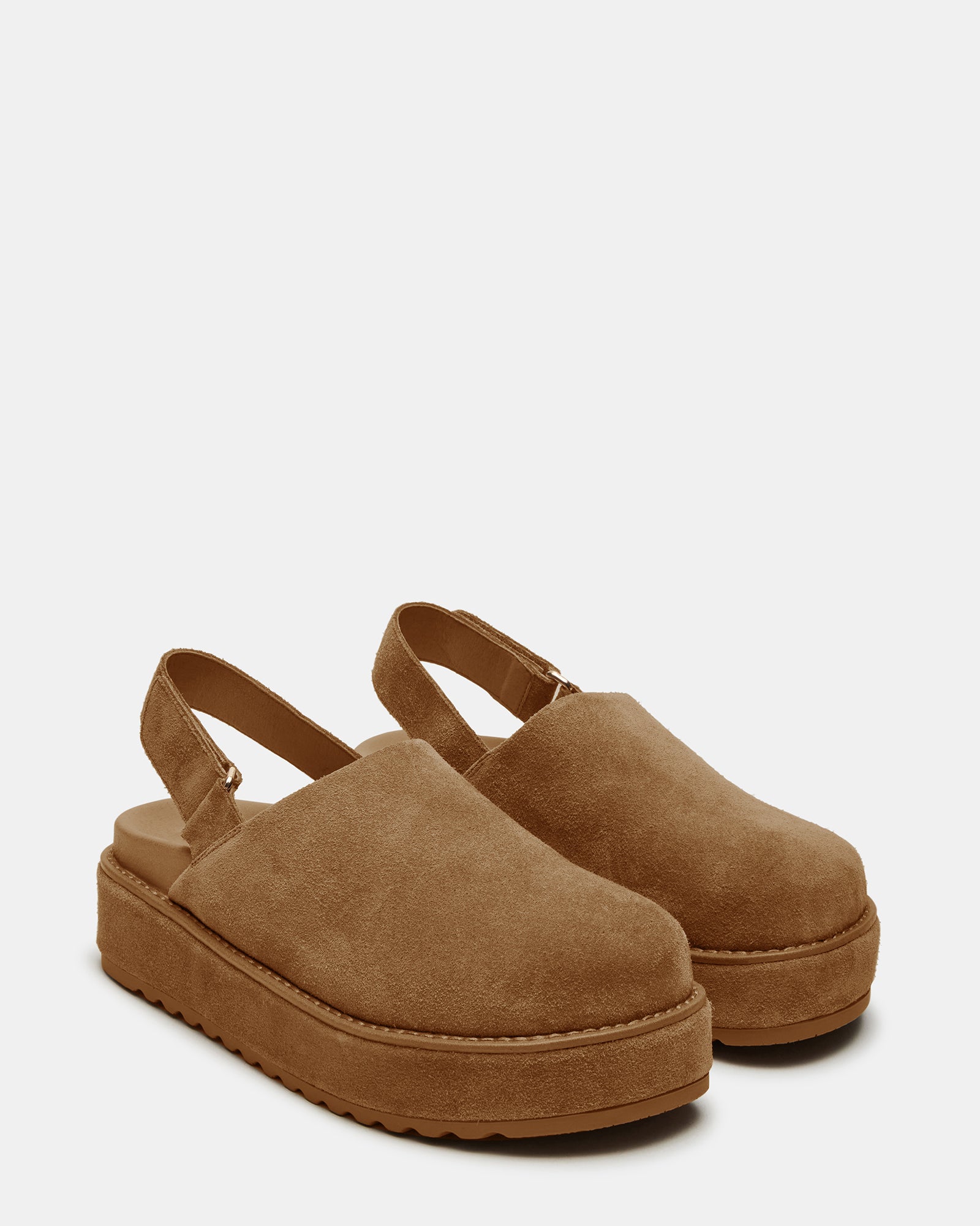 Profile angle showing 2-inch heel height and slingback strap on ugg-style clogs
