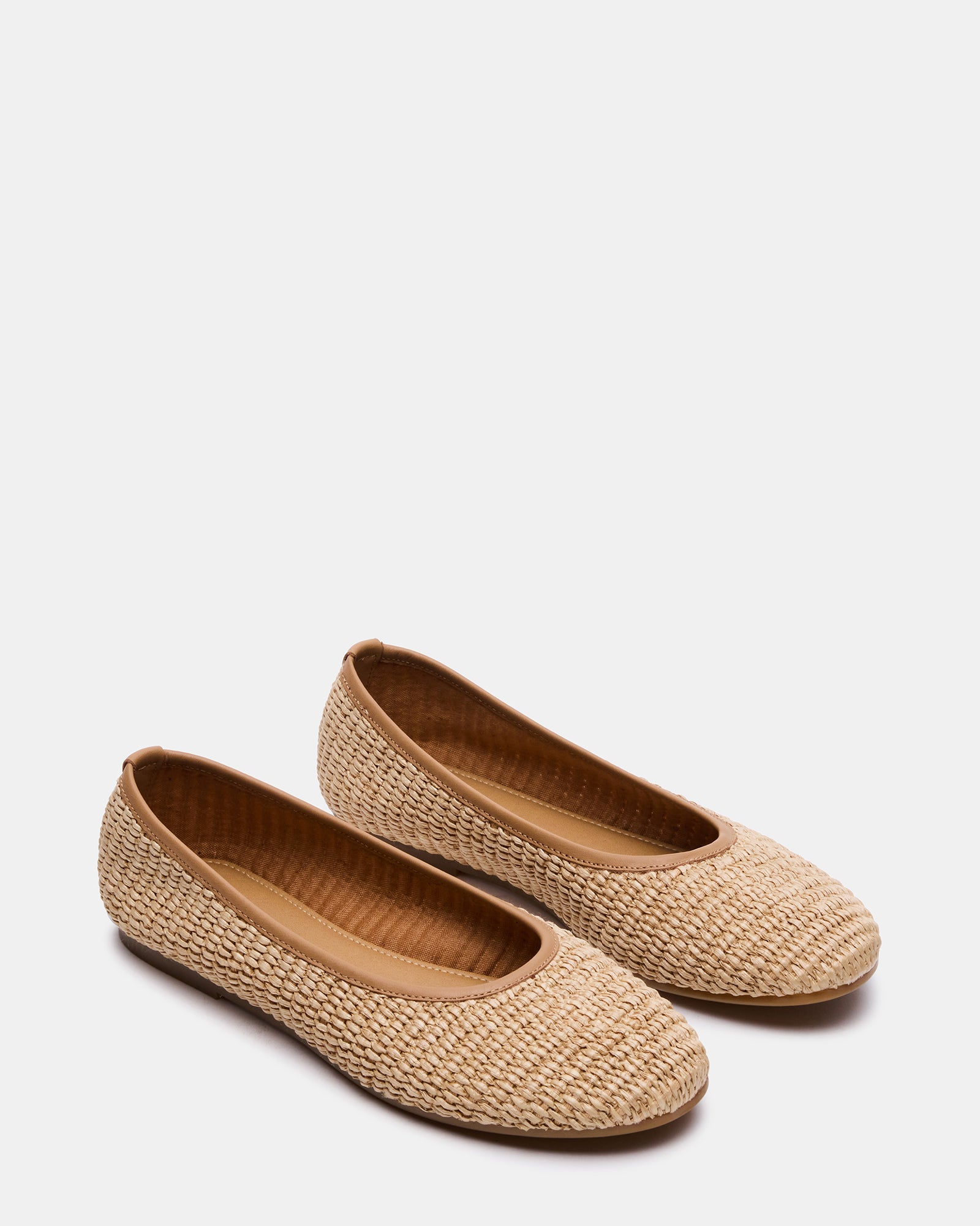 Top view of the lightweight Merlot ballet flats highlighting the rounded toe.