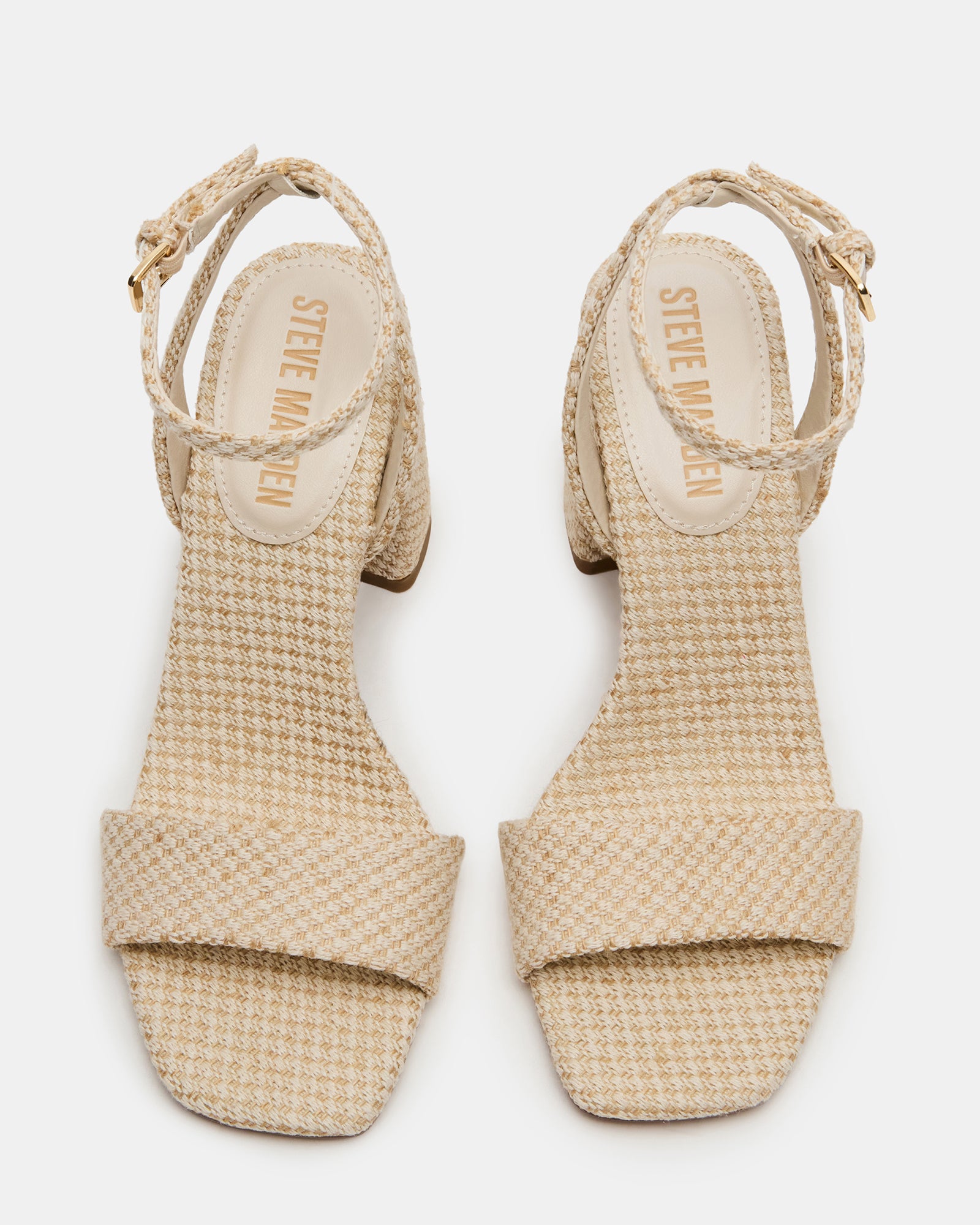 Close-up of the square toe detail on stylish black block high heel shoes.
