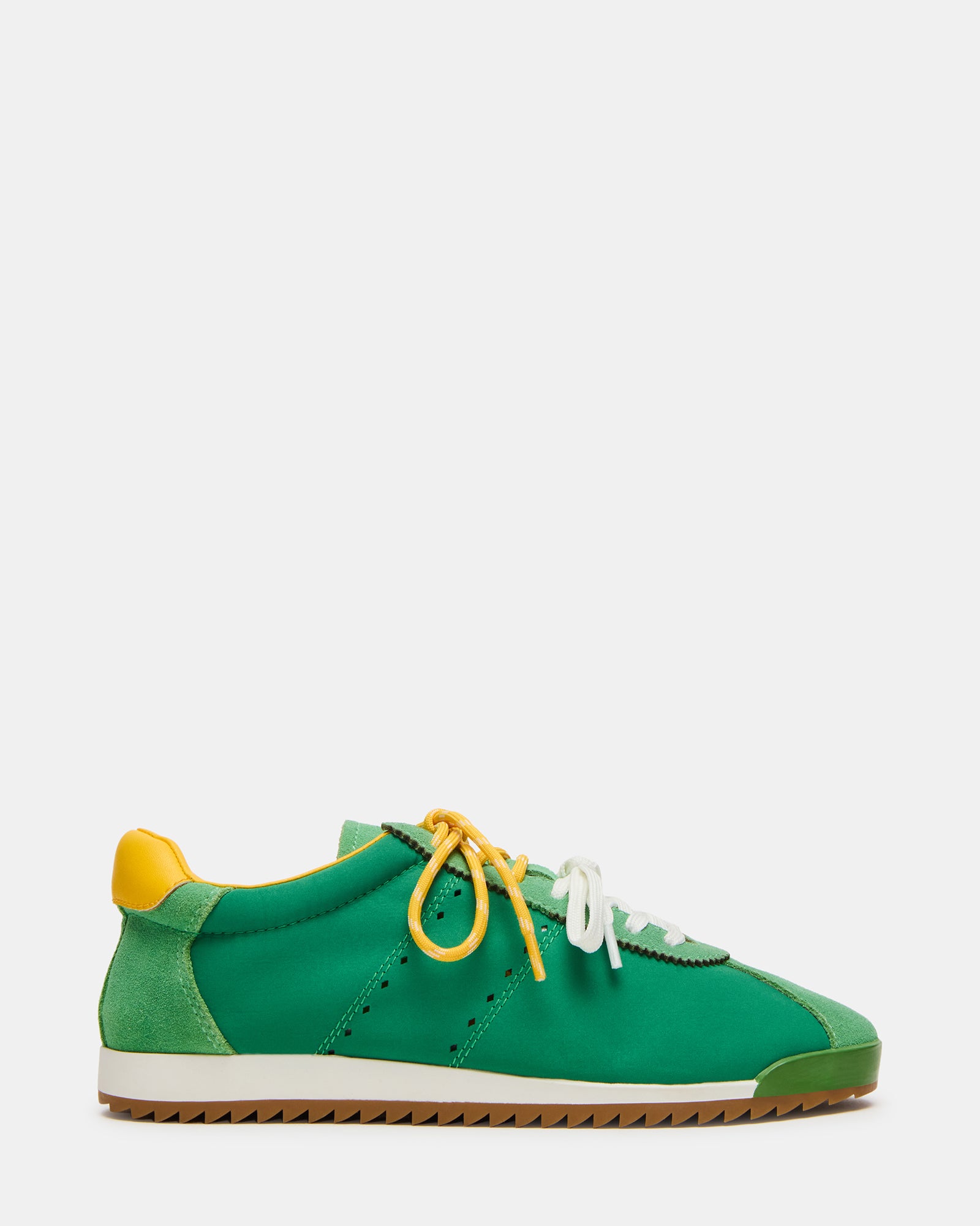 Top-down detail showing textile-suede blend and alternate white laces