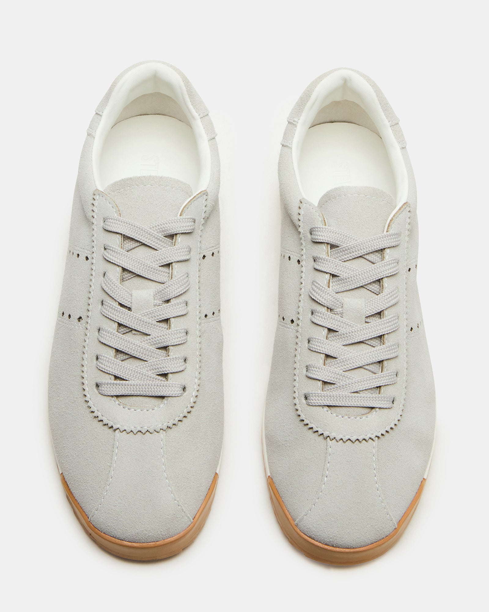 Grey suede Bottega sneakers with lace-up design and versatile style