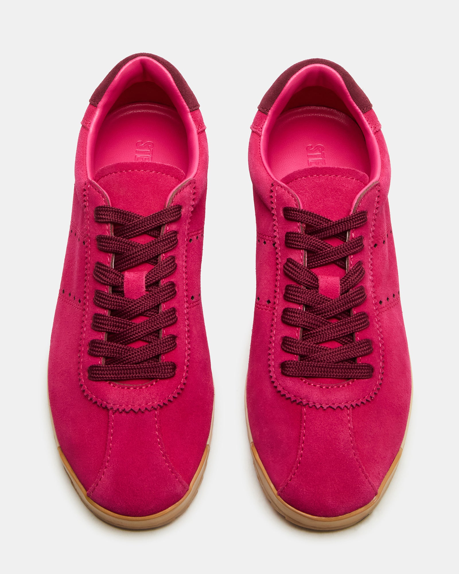 Close-up of suede upper material on Mirage womens sneakers.