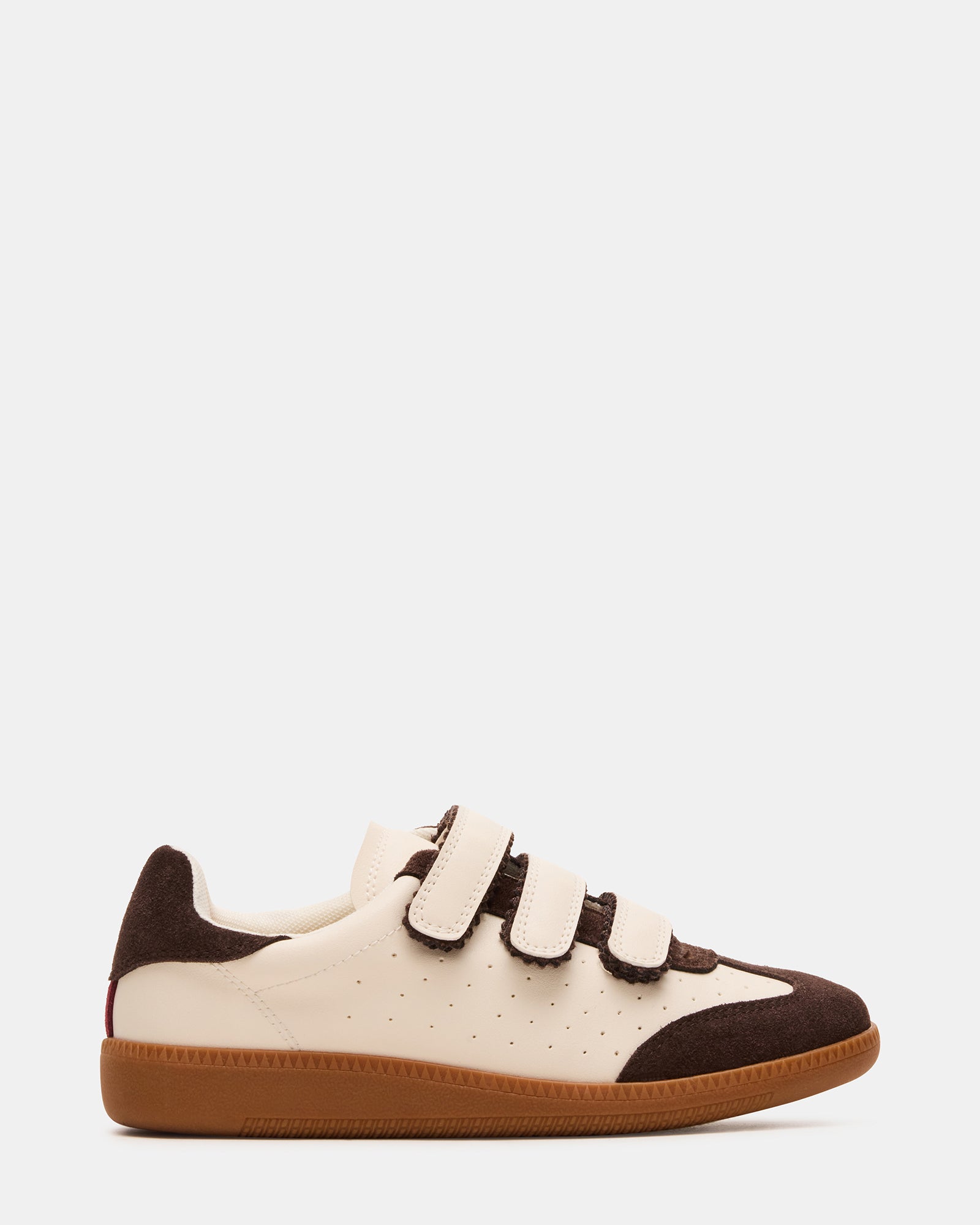 Side view of Momentum Brown Multi velcro sneakers showcasing the sleek design.
