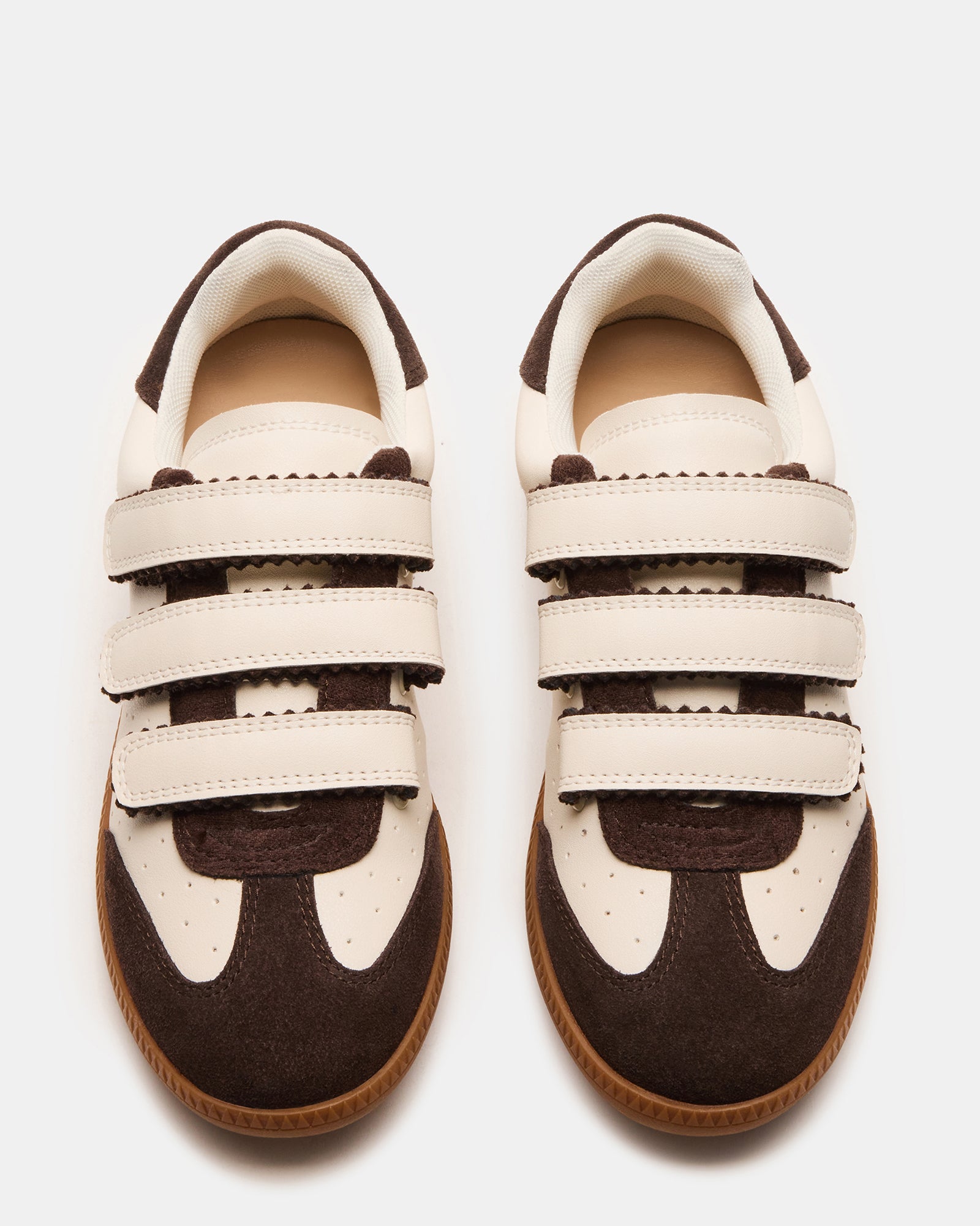Side view of Momentum Brown Multi velcro sneakers showcasing the sleek design.