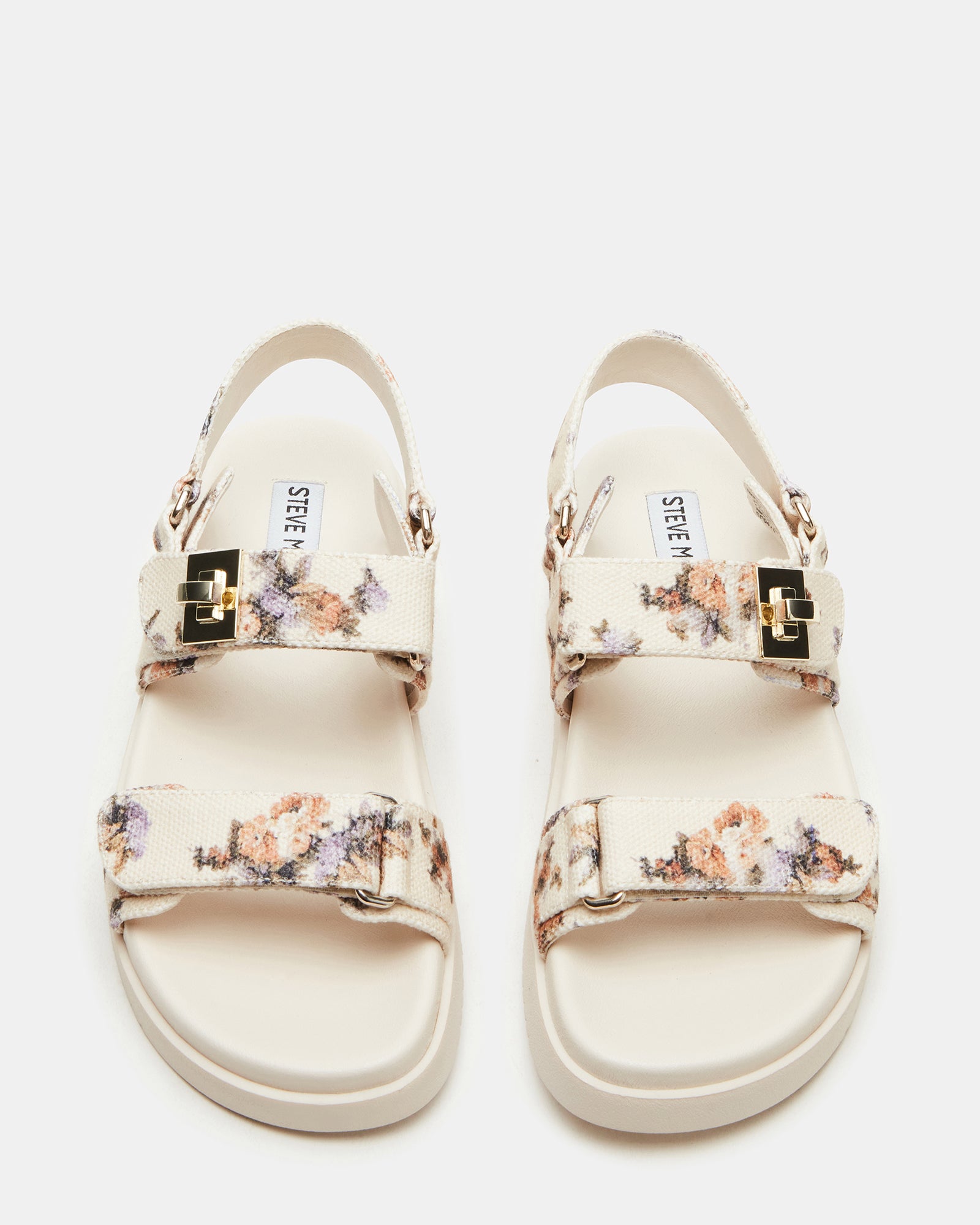 Close-up of the gold-tone accents on Mona Flatform Sandals.