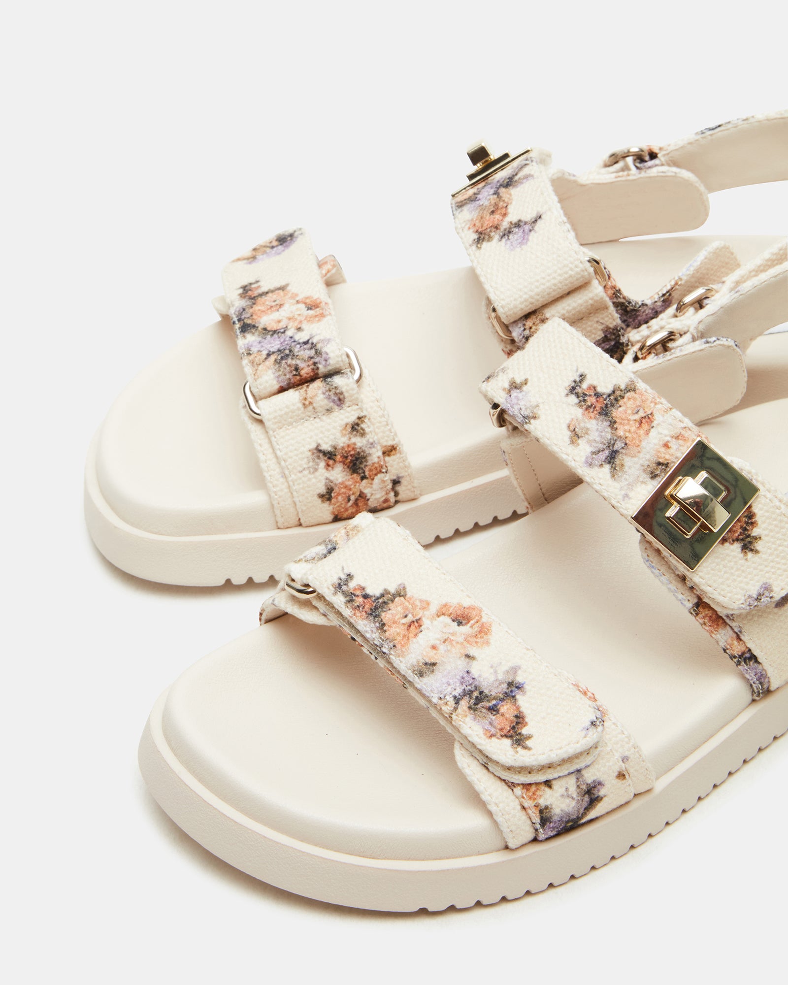 Mona Elevate Flatform Sandals in gold with adjustable straps.