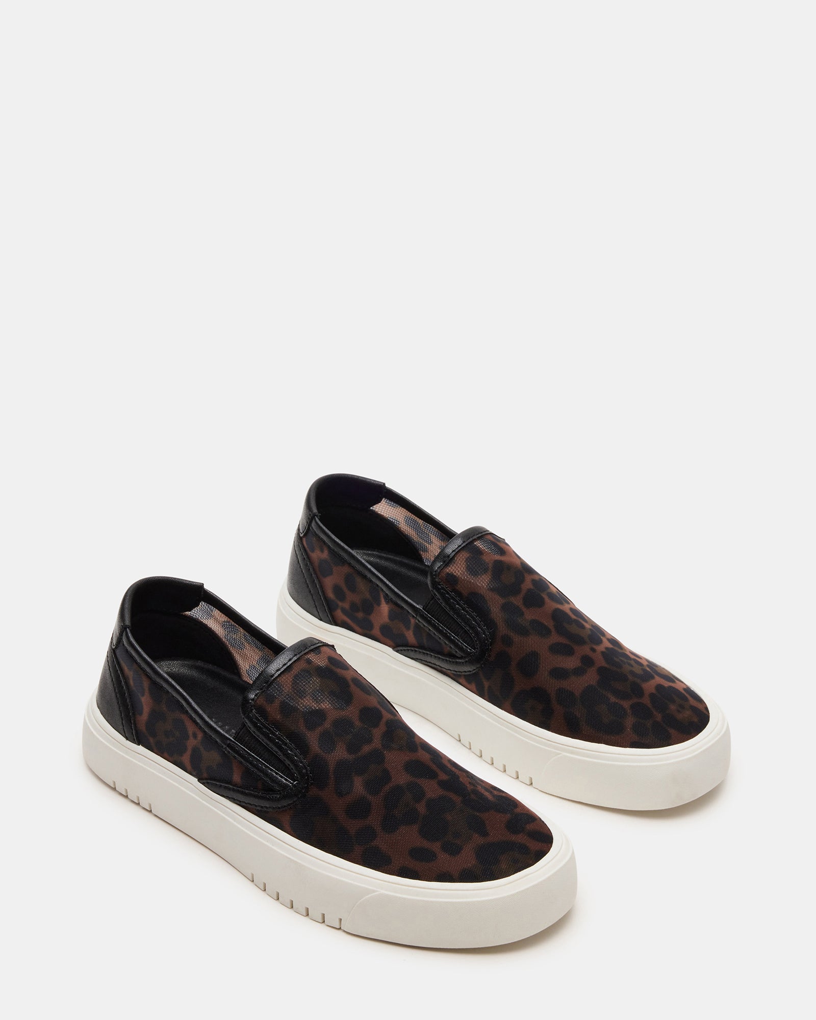 Close-up of mens casual shoes with a stylish leopard print pattern