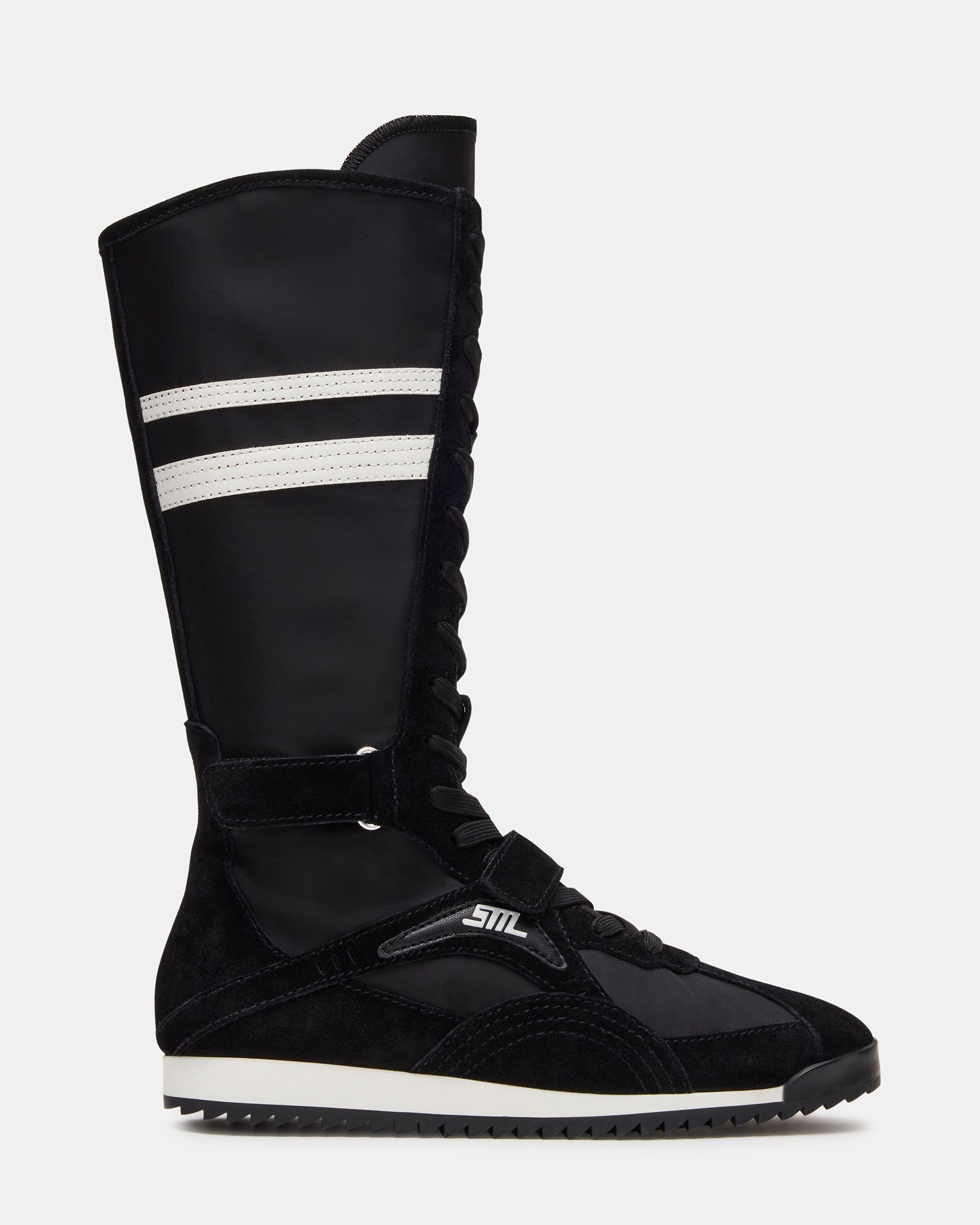 Side view of MYRCELLA black multi high-top sneakers showcasing the stylish design
