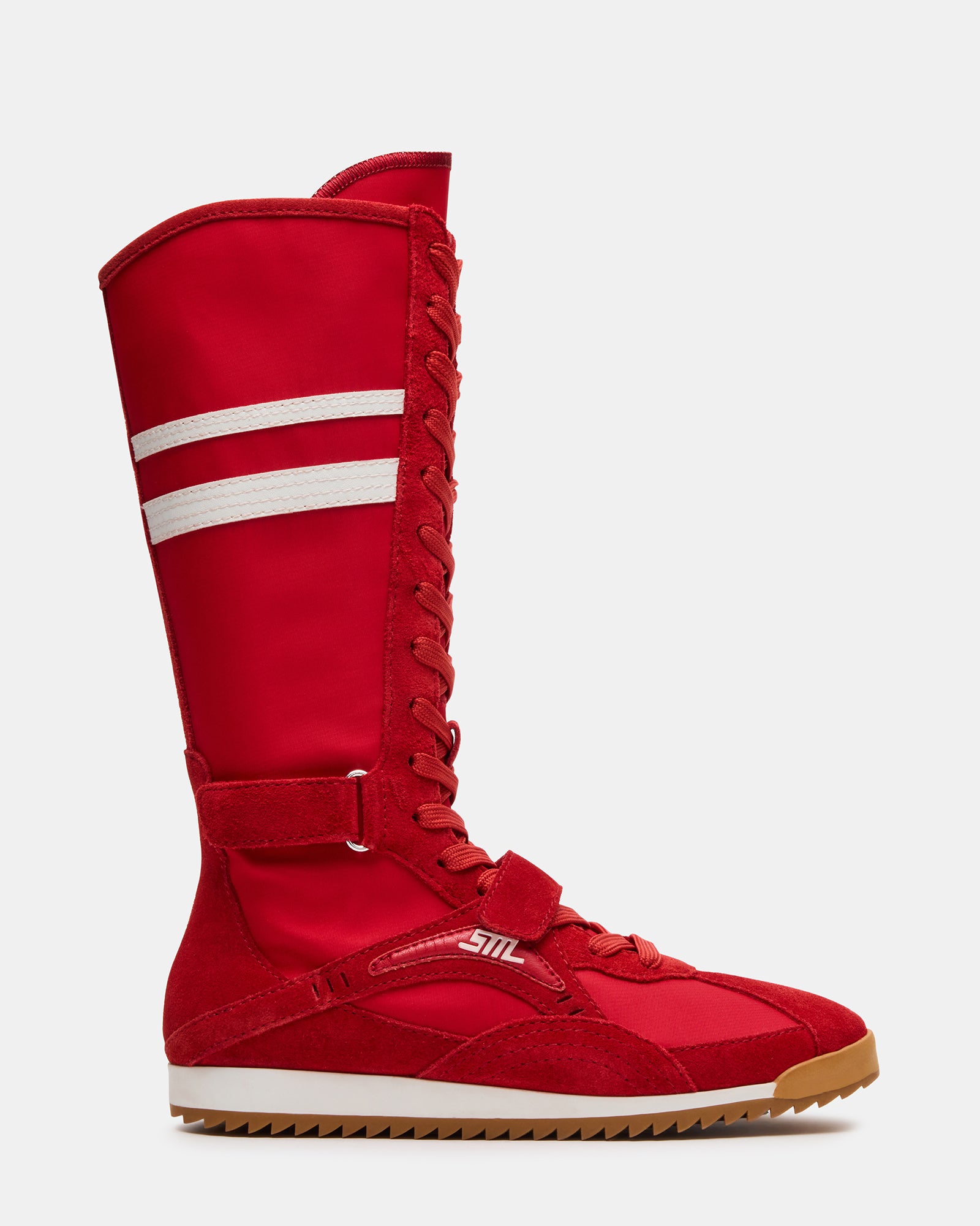 Front angle showing the lace-up design and rounded toe of athletic footwear.