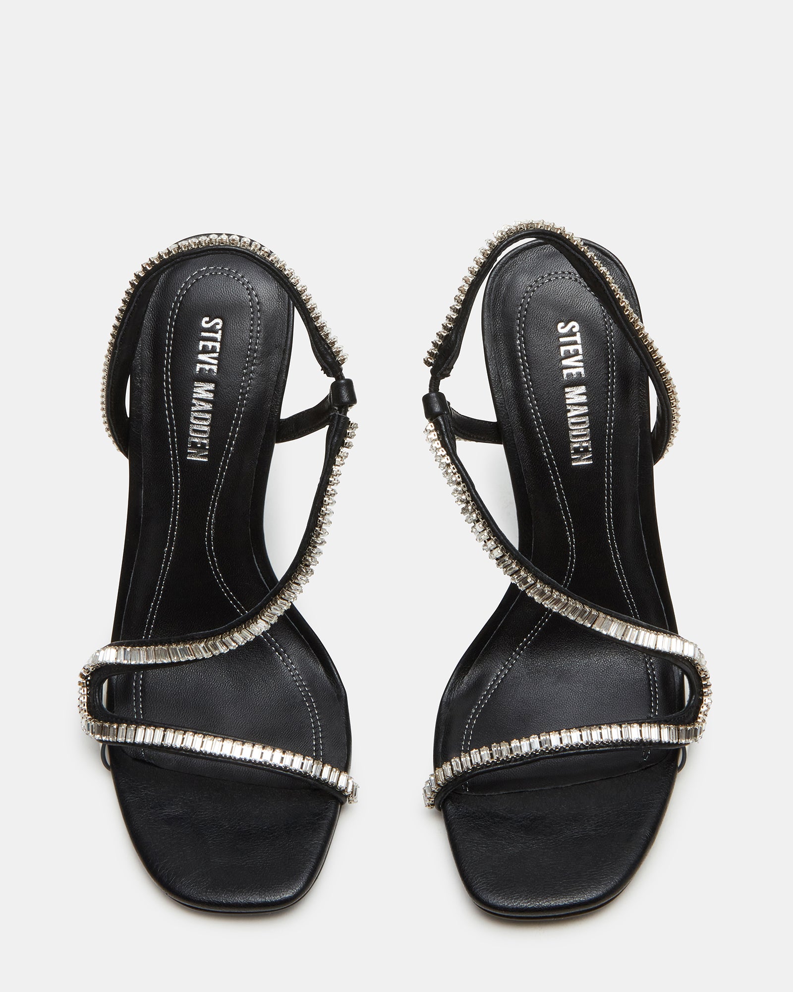 Close-up of the square toe design and stiletto heel.