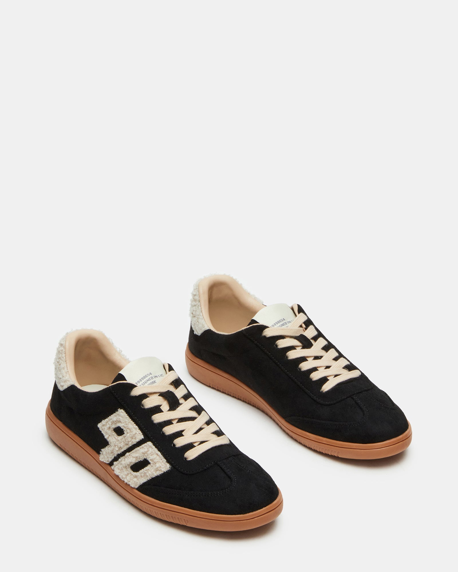 Close-up of the faux shearling lining in Nineties sneakers.