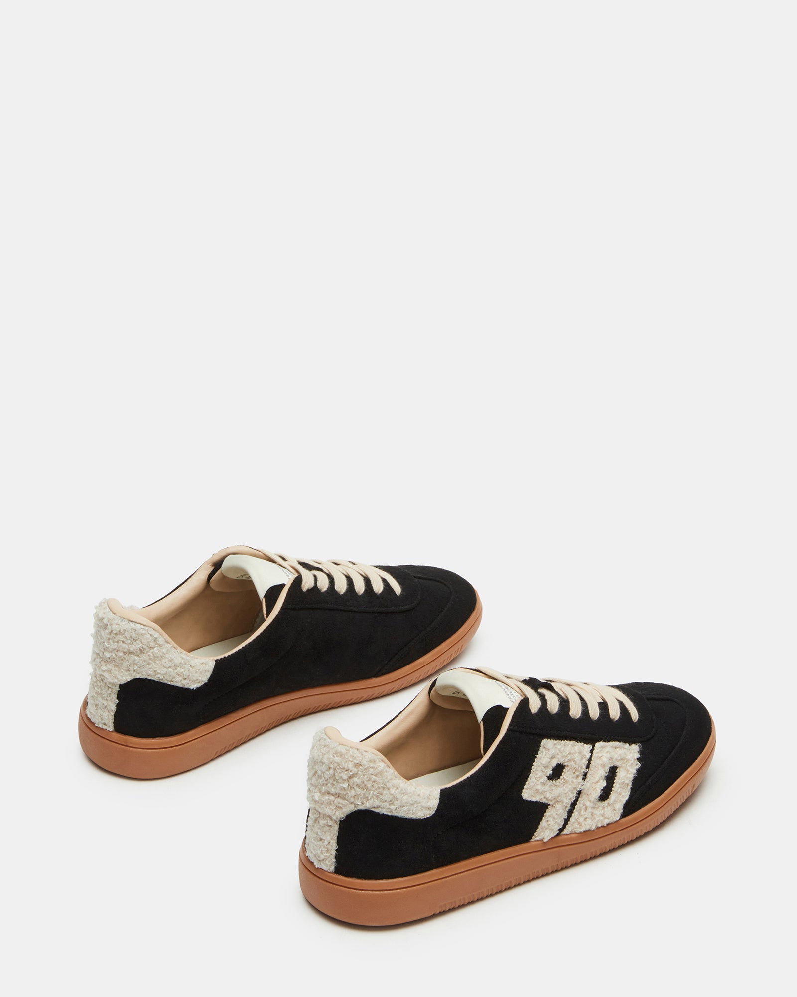 Close-up of the faux shearling lining in Nineties sneakers.