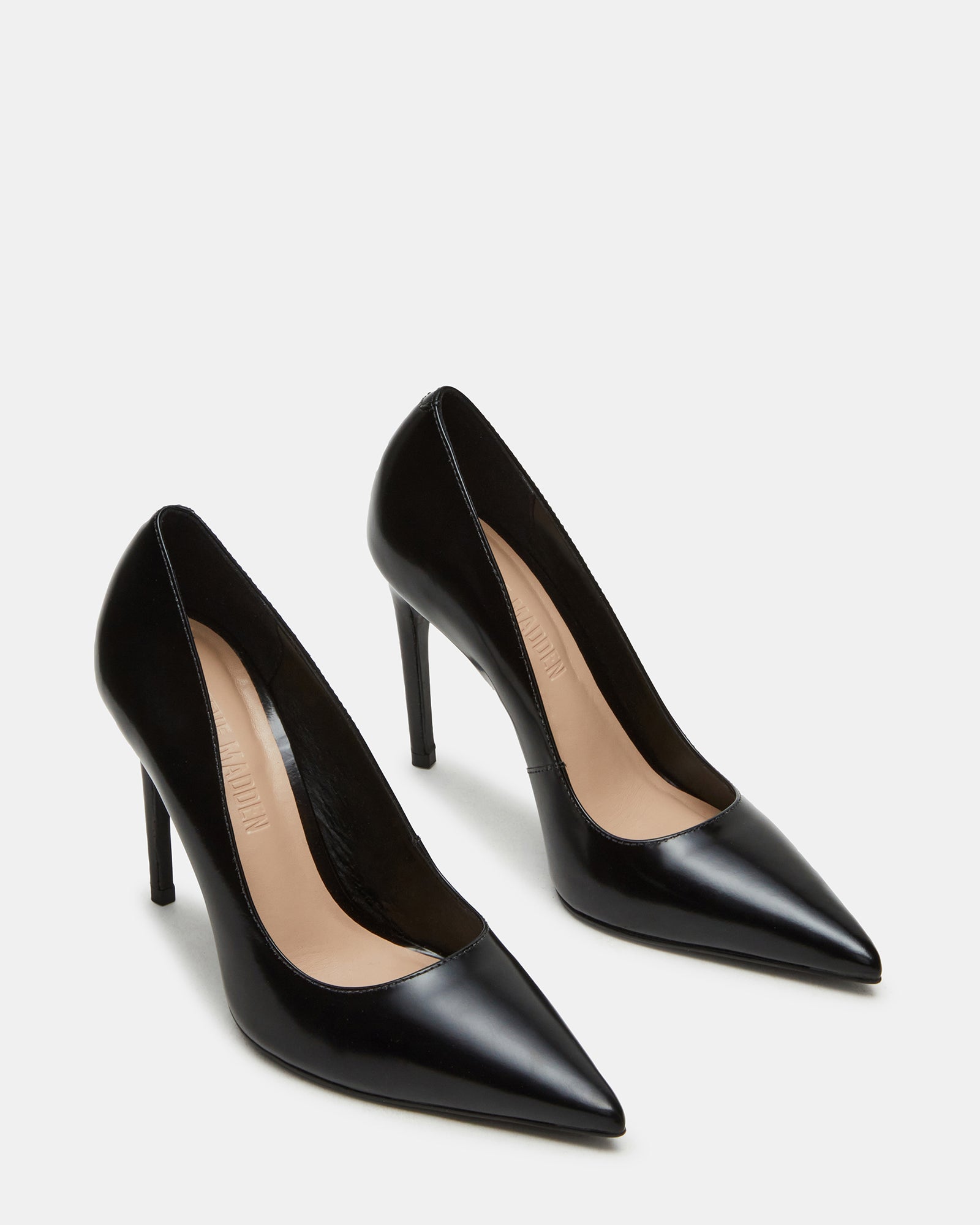 Close-up of the sleek stiletto heels and pointed toe shoes