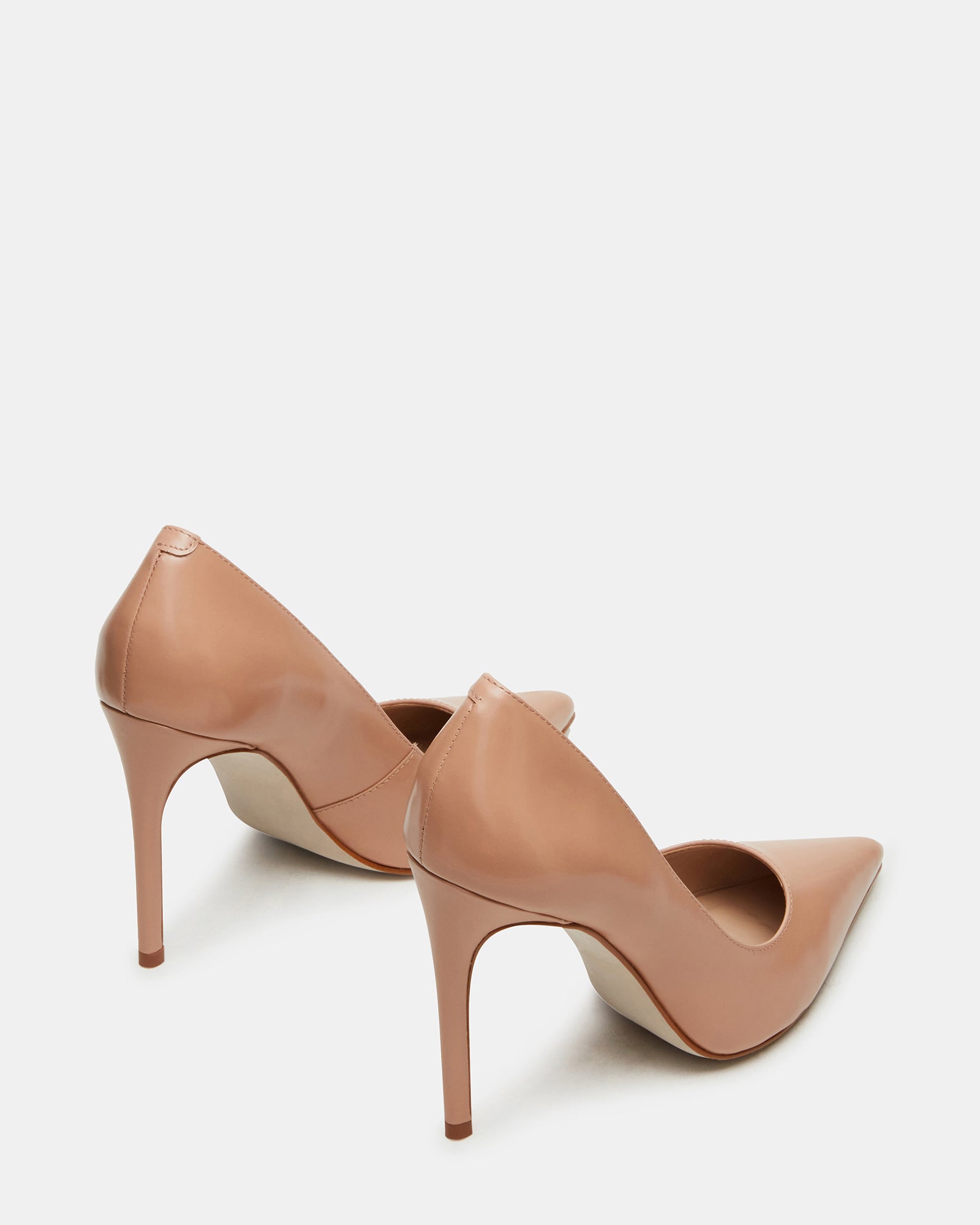 Close-up of leather heels toe detail emphasizing pointed design and craftsmanship