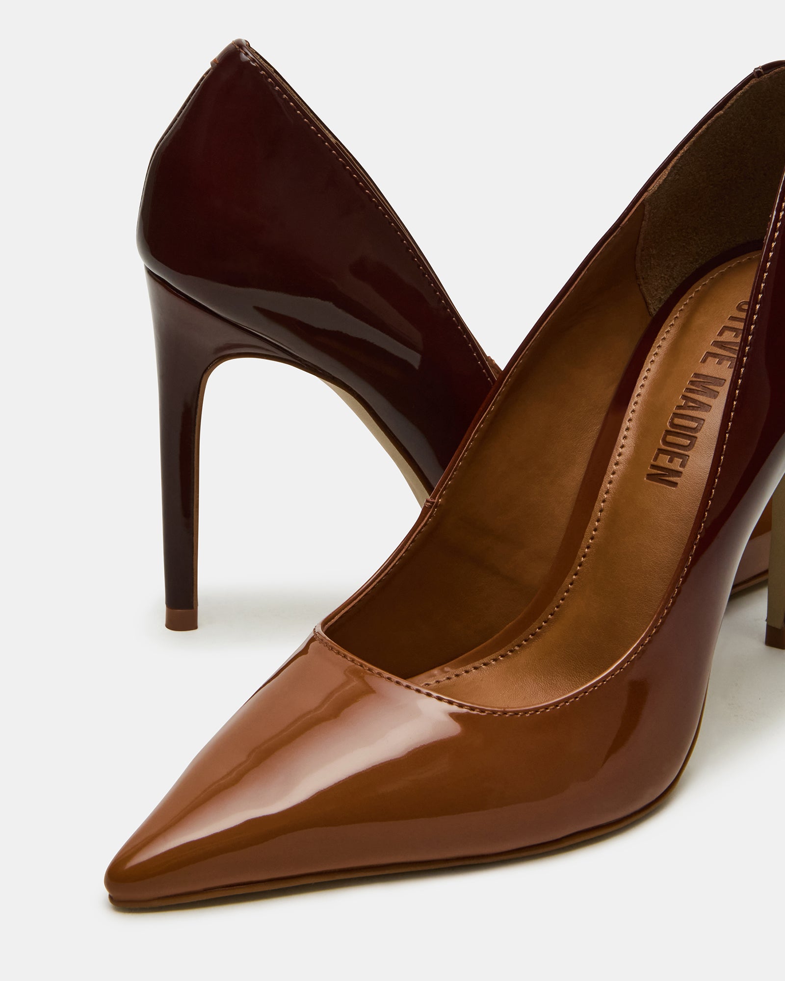 Overhead shot of sam edelman high heel shoes with detailed stiletto silhouette