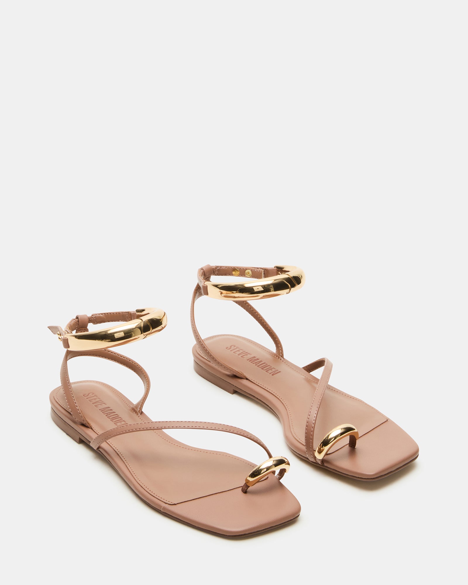Front view of the ODYSSEY Mocha sandals highlighting the square toe design