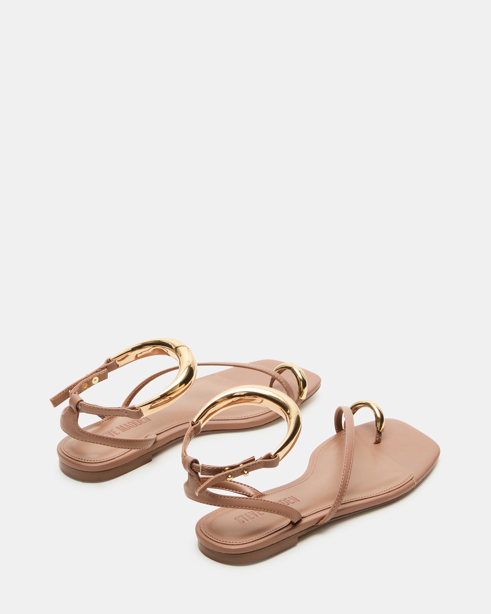 Front view of the ODYSSEY Mocha sandals highlighting the square toe design