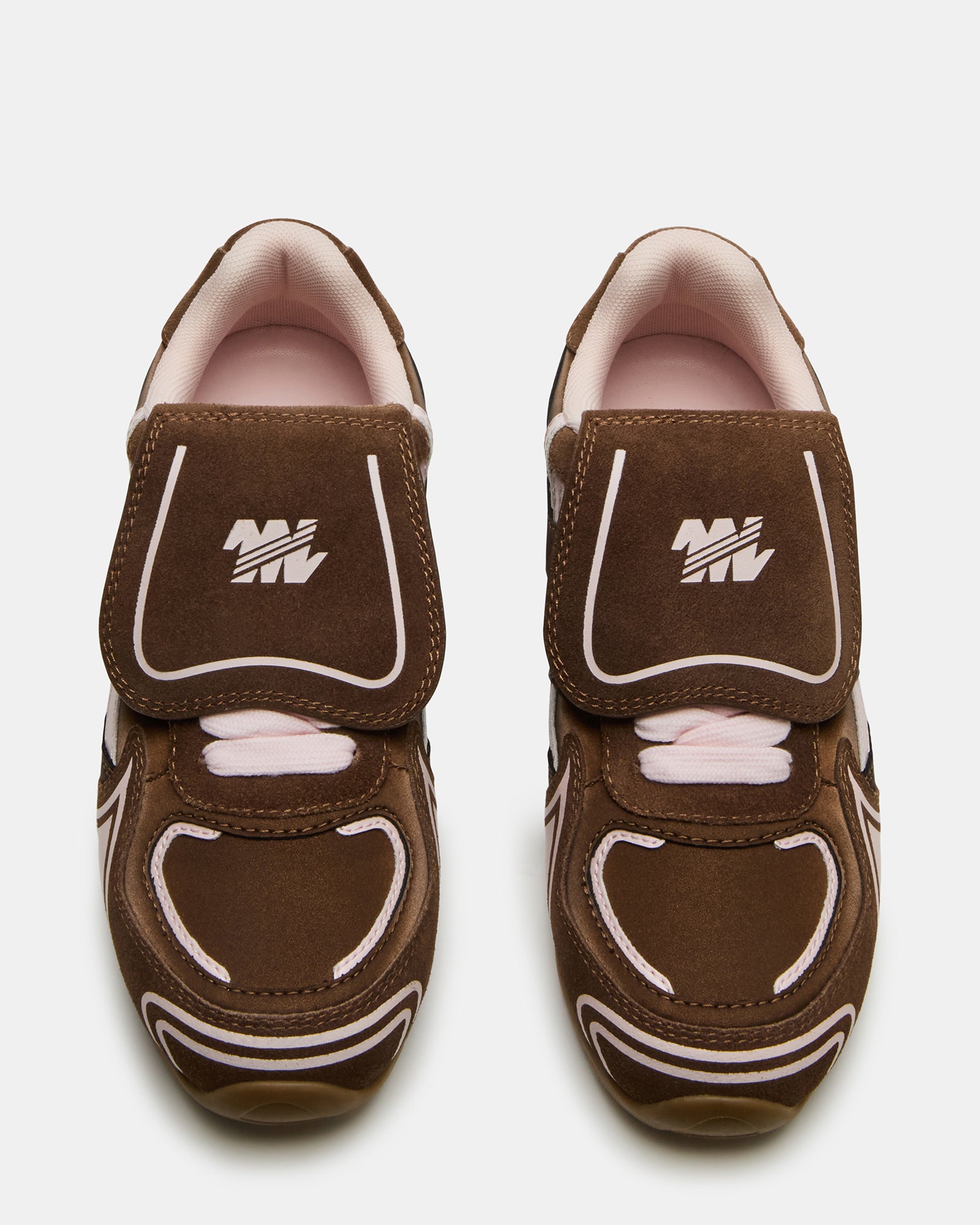 Side view of brown multi flat sneakers for everyday wear